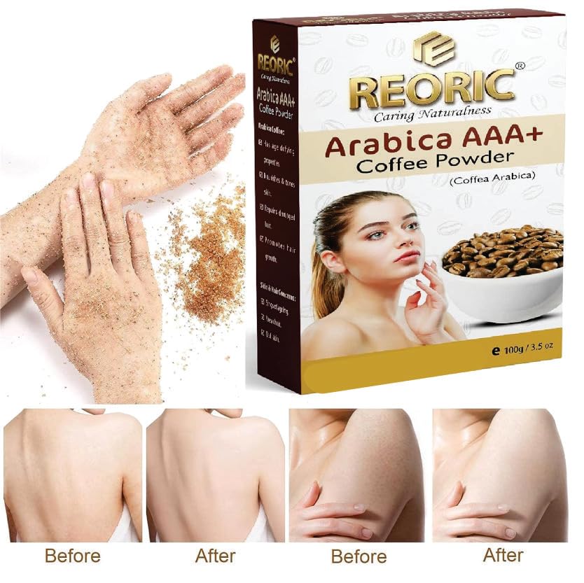 Organic Arabica A+++ Coffee Powder for Face & Body - Natural Tan Removal & Skin Brightening Treatment | 100% Pure Hair & Skin Care | 100g Pack | Perfect for DIY Spa, Facial Scrubs & Hair Masks at Home
