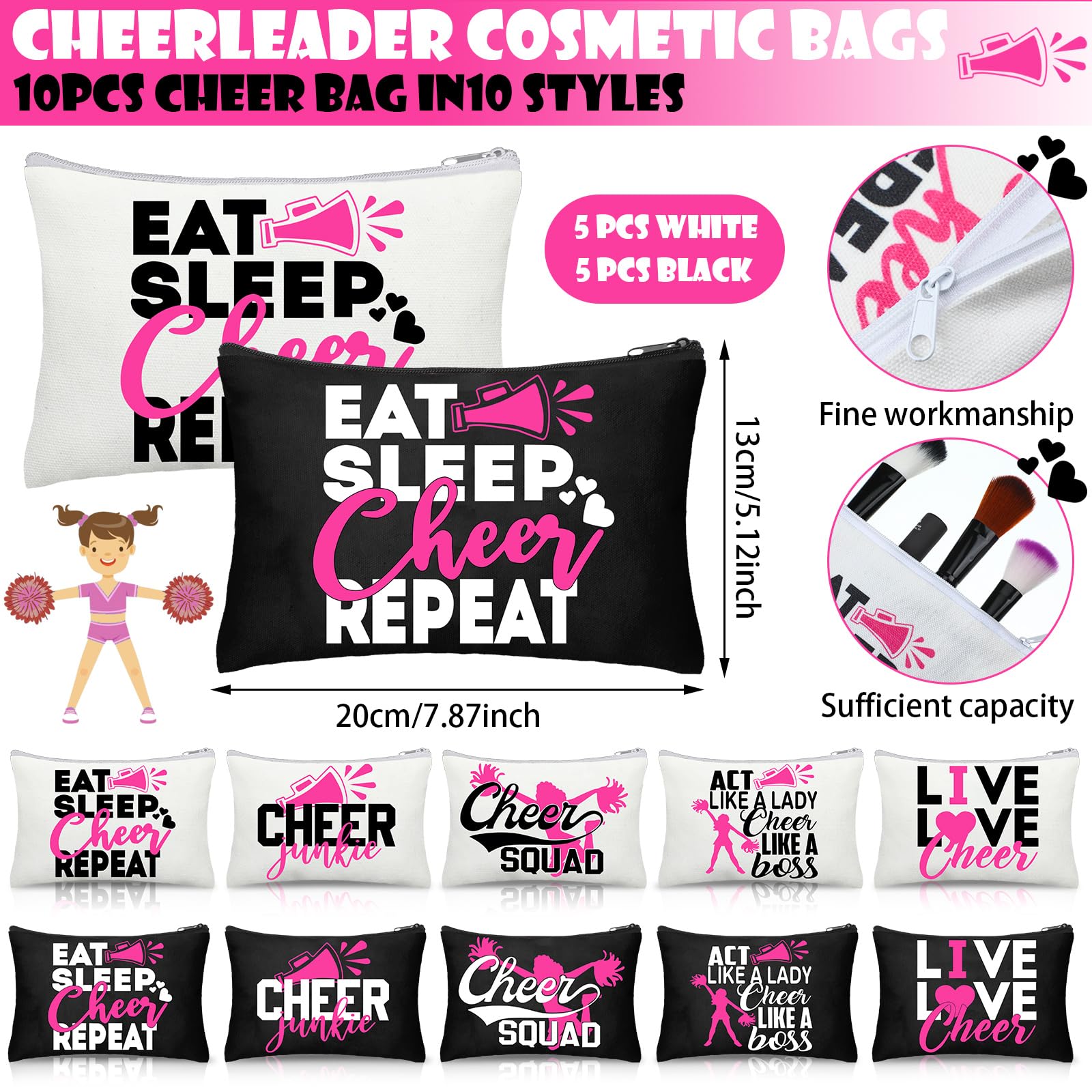 80 Pcs Cheerleader Gift Set - Cheer Mirror, Makeup Bag, Adjustable Bracelets, Stickers & Hair Scrunchies - Perfect for Sports Parties, Team Gifts & Cheerleading Events | Great for Game Days, Pep Rallies & Spirit Week Celebrations