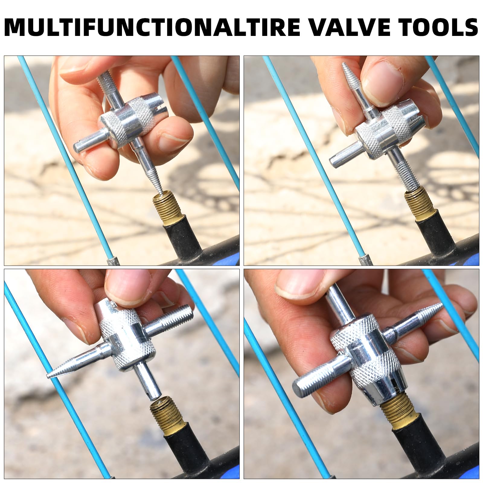 2 Pack 4-Way Valve Core Tool Set - 4-in-1 Tire Valve Removal Tool with Valve Stem Puller for Bicycle, Bike, Car & Automobile Tires - Perfect for Tire Repair, Maintenance and Air Pressure Adjustment