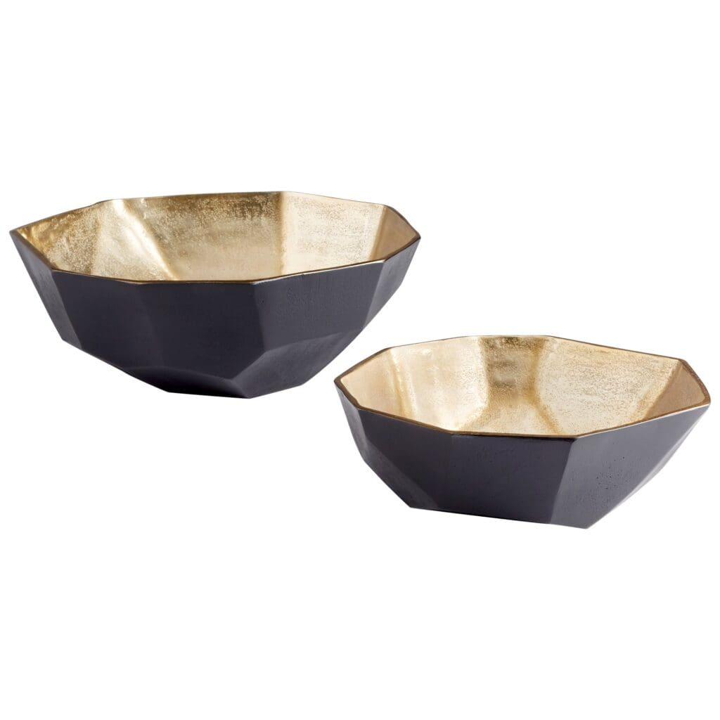 Cyan Design 10623 Radia Bowl - Medium Size Matte Black & Gold Decorative Serving Bowl for Dining Table, Centerpiece, or Home Decor