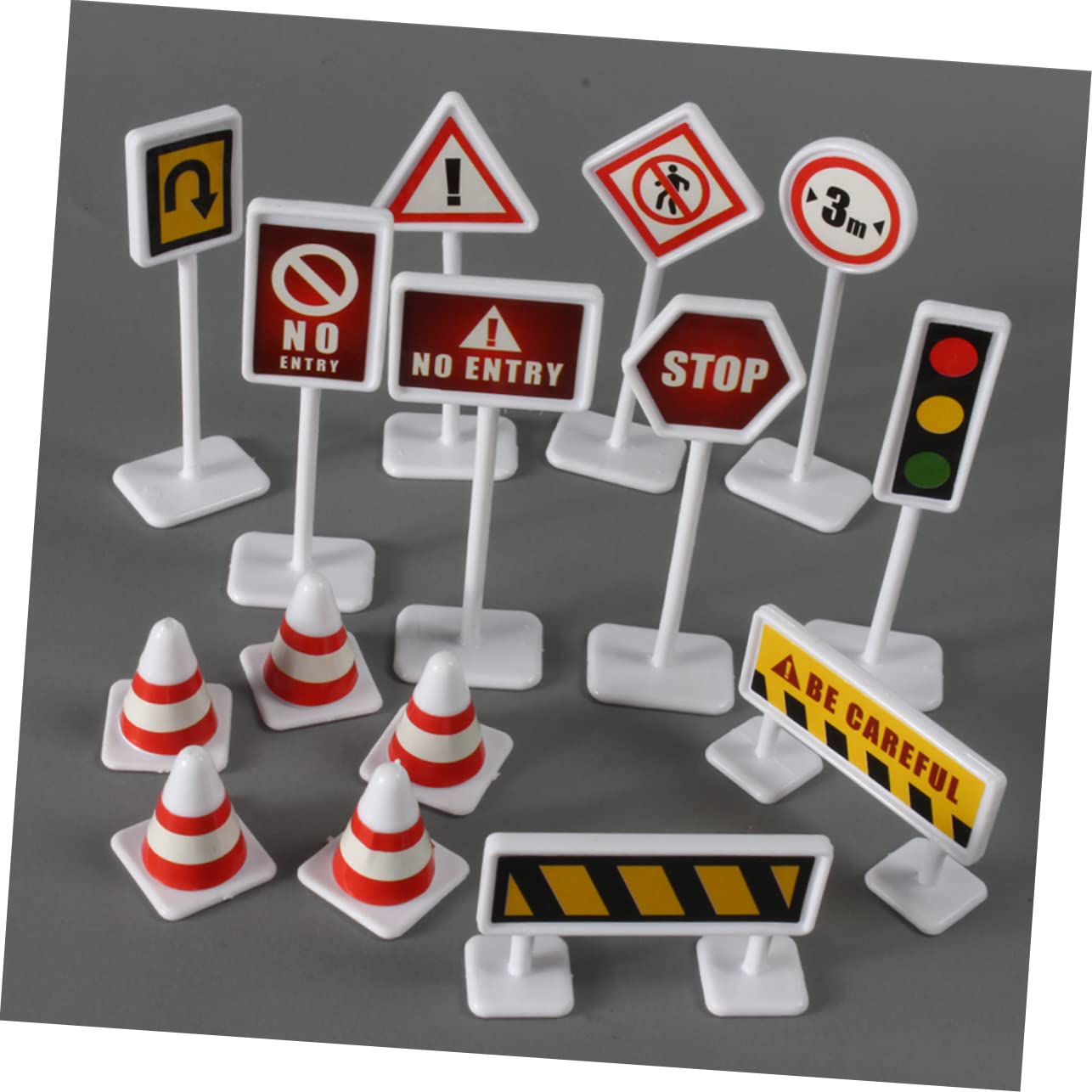 10 Sets Mini Roadblock Sign Toys - Educational Traffic Cones & Road Signs for Kids, Train Sets & Miniature Scenes - Perfect for Bedroom Play, Drawer Storage & DIY Traffic Layouts