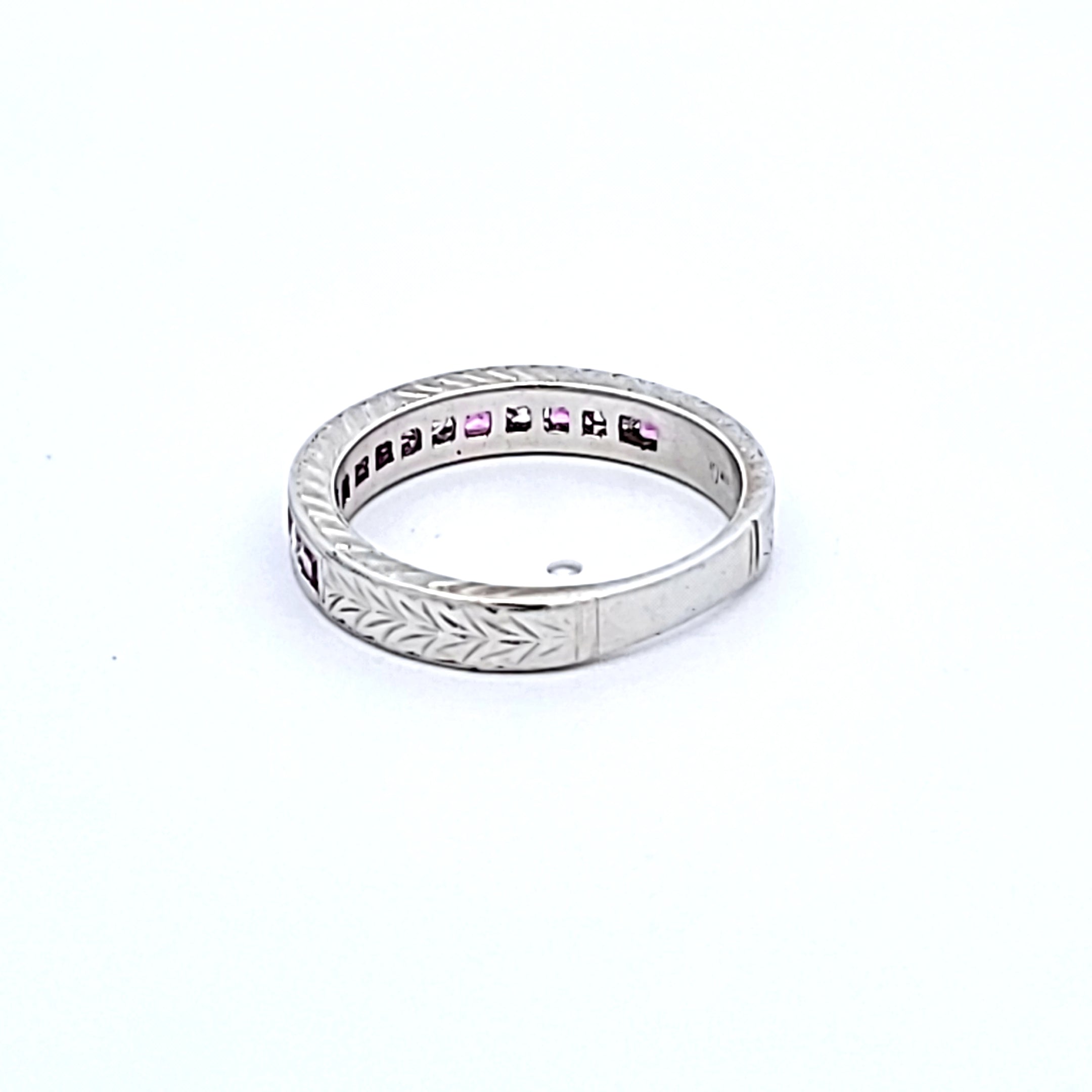 0.36 Carat Round Diamond & 0.35 Carat Sapphire Platinum Wedding Band Ring - Elegant Engagement & Anniversary Jewelry Gift for Women