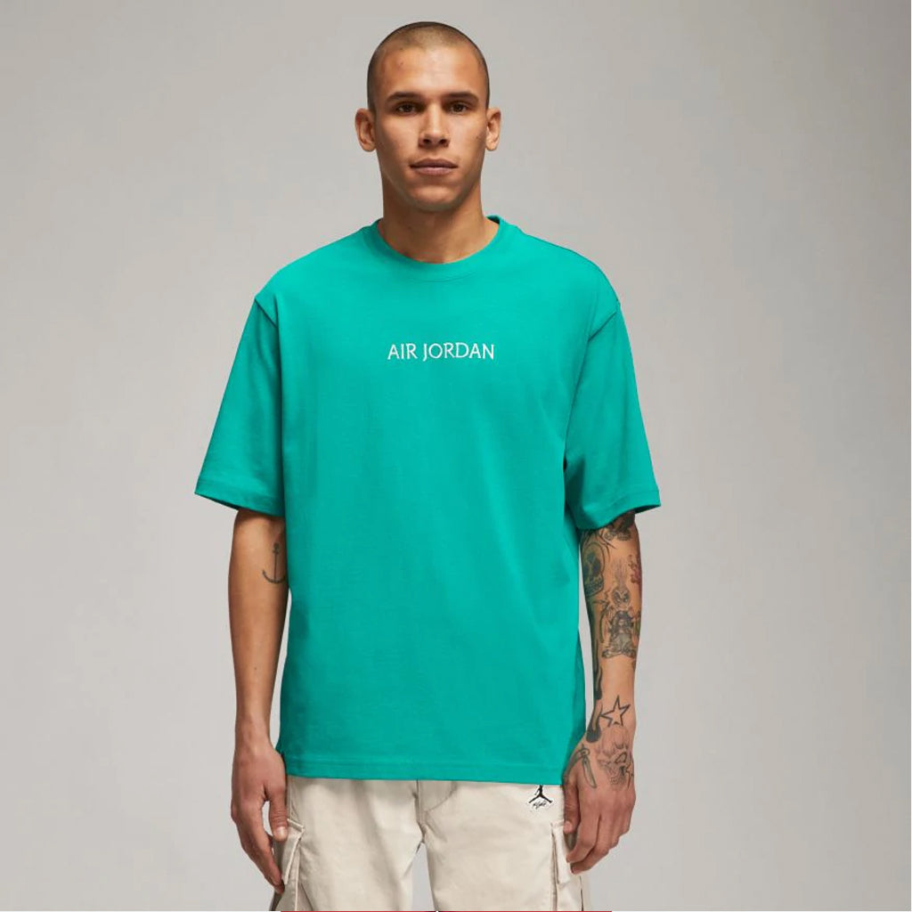 AIR JORDAN Wordmark Short Sleeve T-Shirt - New Emerald Green Color - Perfect for Basketball Games, Streetwear & Casual Outfits