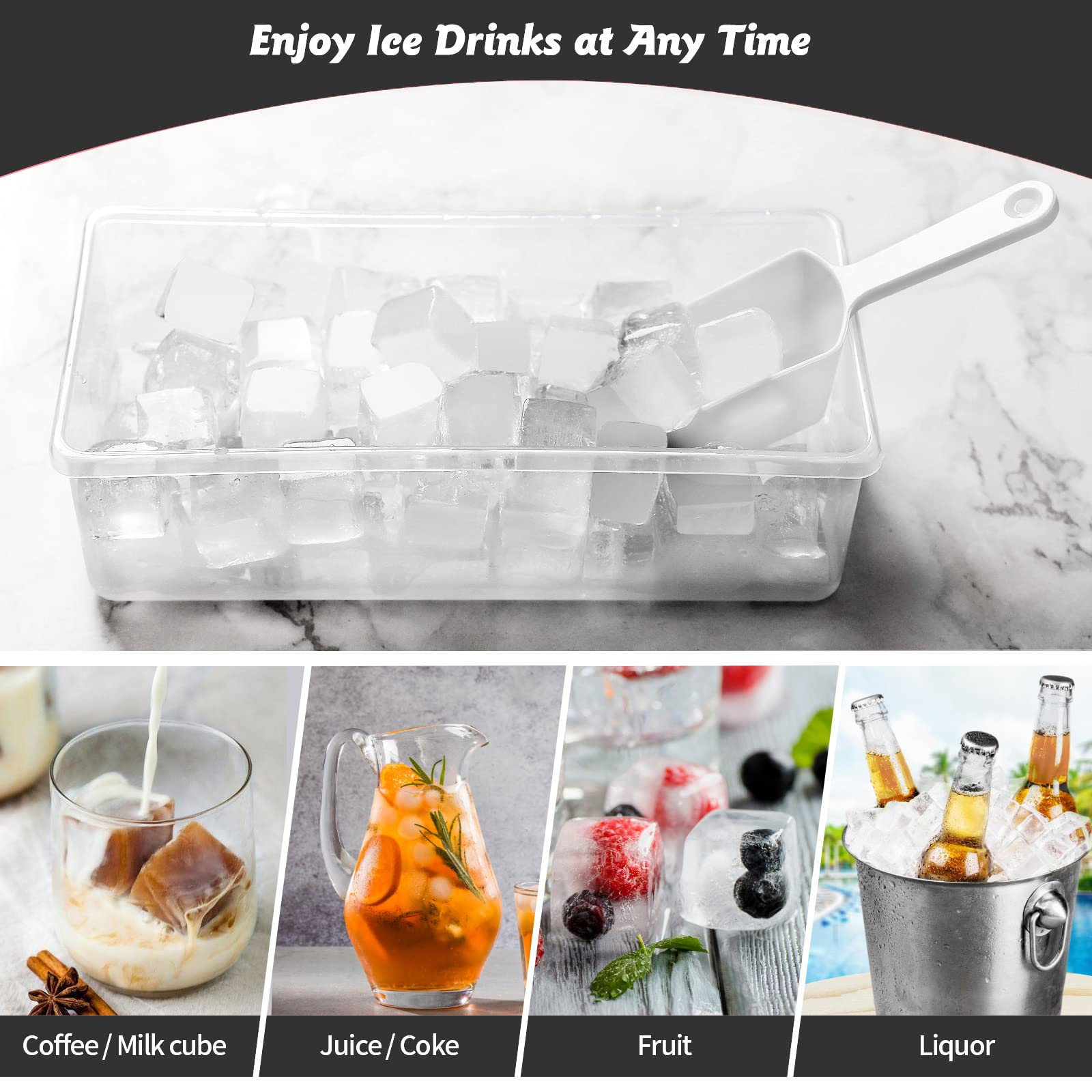 Food-Grade Silicone Ice Cube Tray with Lid & Storage Bin - 36 Small Nugget Ice Molds for Freezer | Spill-Resistant Cover & Bucket | Flexible & Easy-Release | Perfect for Cocktails, Smoothies & Beverage Chilling