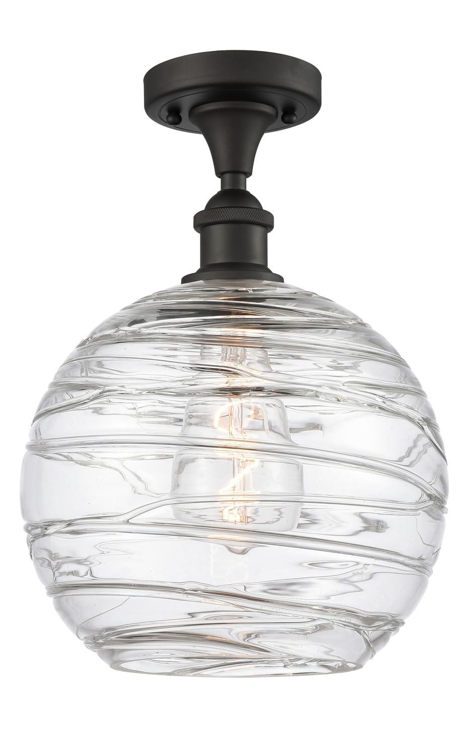 Extra Large Deco Swirl 1-Light Semi-Flush Mount Ceiling Light - Oil Rubbed Bronze Finish - Ballston Collection - Modern LED Lighting for Living Room, Bedroom, Dining Room & Foyer