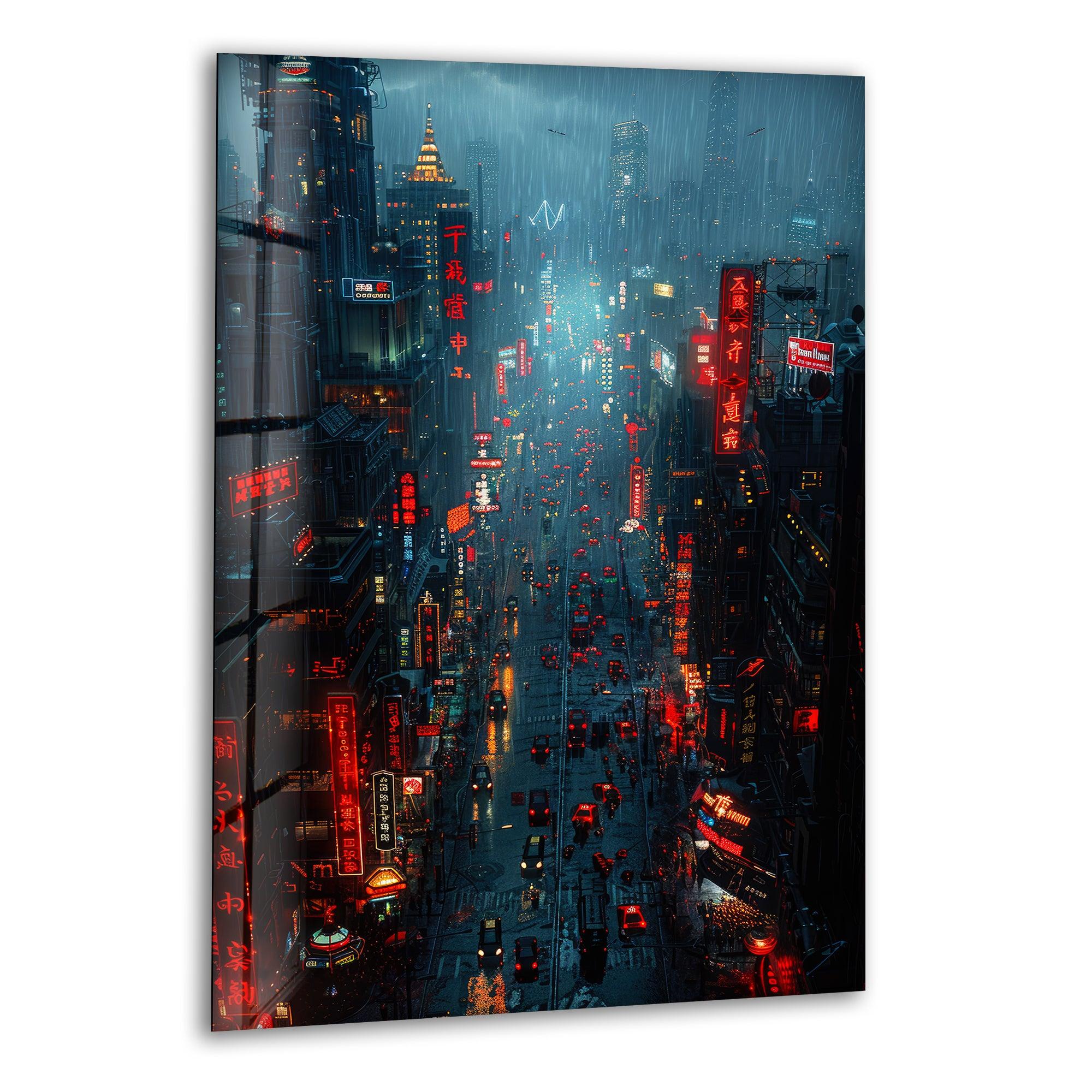 Modern City Skyline Glass Wall Art - Stunning Urban Landscape Decor for Living Room, Office & Bedroom