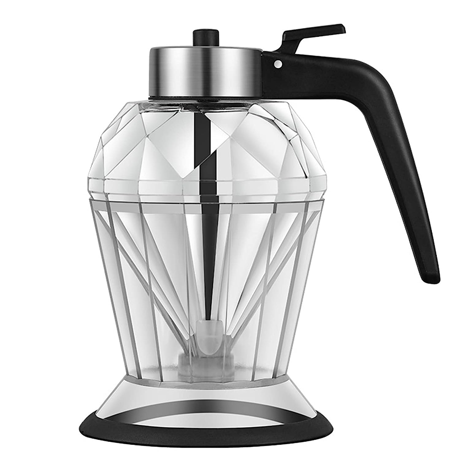 Premium Diamond-Shaped Honey Dispenser Pot - No Drip Syrup Dispenser for Pancakes, Waffles & Desserts | Elegant Honey Jar with Stand Base for Kitchen & Dining | Perfect for Honey, Edible Oil, Vinegar, Soy Sauce & More | Ideal for Breakfast, Tea Time & Family Gatherings