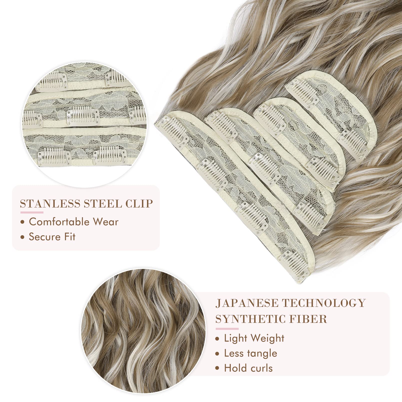 4PCS Clip-in Synthetic Hair Extensions - Long & Thick Hair Extensions for Women - Perfect for Parties, Weddings & Everyday Styling
