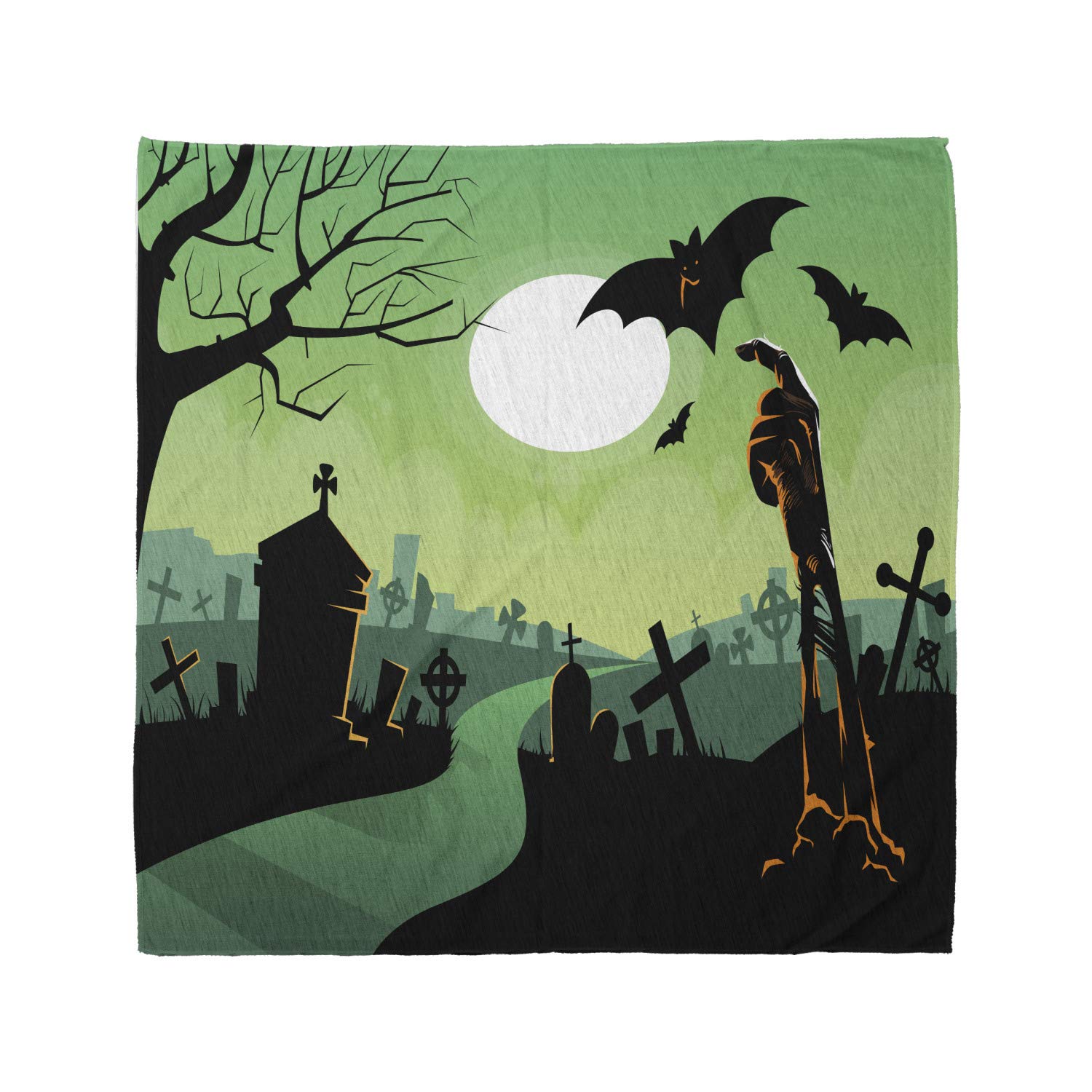 Ambesonne Halloween Bandana - Zombie Hand in Cemetery Print, Unisex Head & Neck Scarf for Costumes, Cosplay & Outdoor Activities