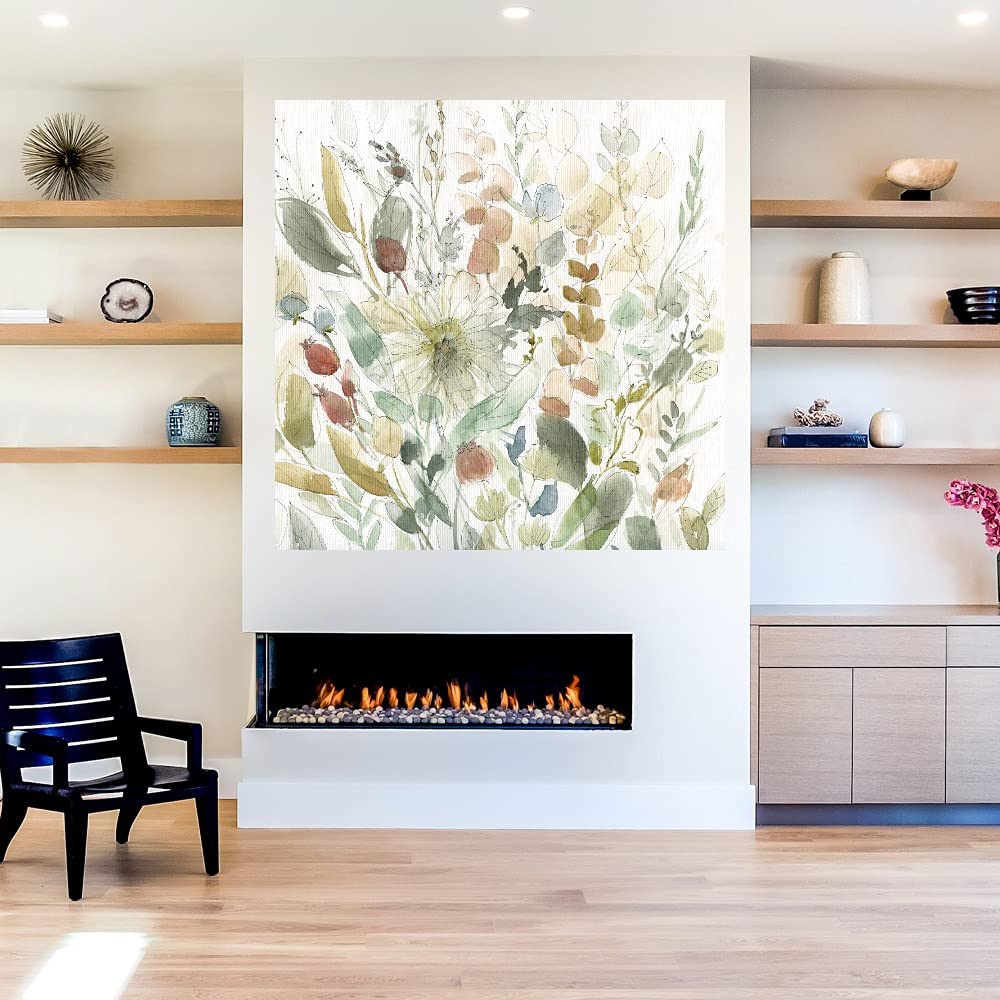 Botanical Wall Art Canvas - 22x22 Inch Floral Linen Print by Artist Carol Robinson | Wildflower Garden Decor for Bathroom, Bedroom & Living Room | Nature-Inspired Home Decor