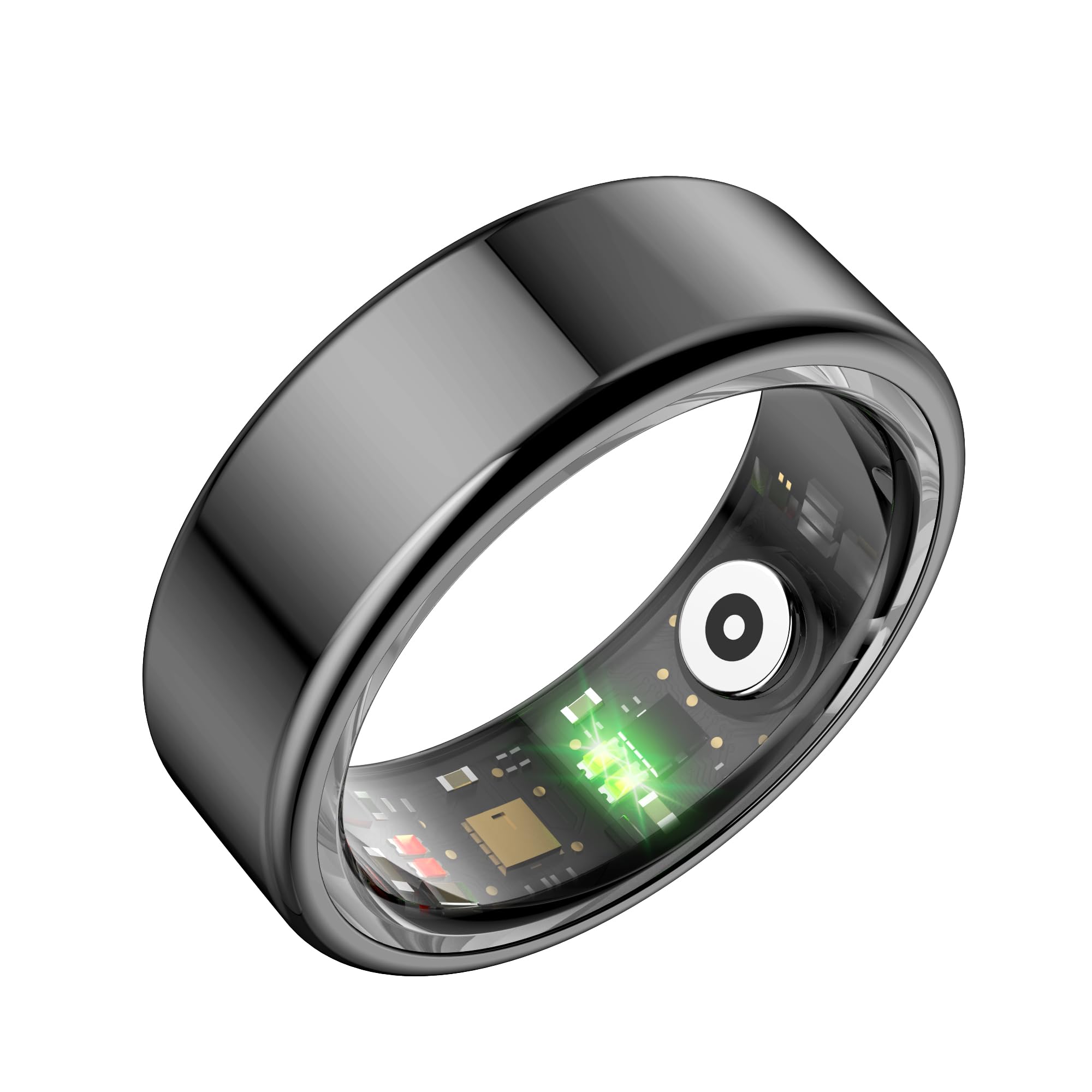 Smart Fitness Ring Tracker for Men & Women - Heart Rate, Blood Oxygen, Sleep Monitor - Step Counter, Calorie & Distance Tracking - Compatible with Android & iOS (Black) - Perfect for Running, Gym & Daily Activity Tracking