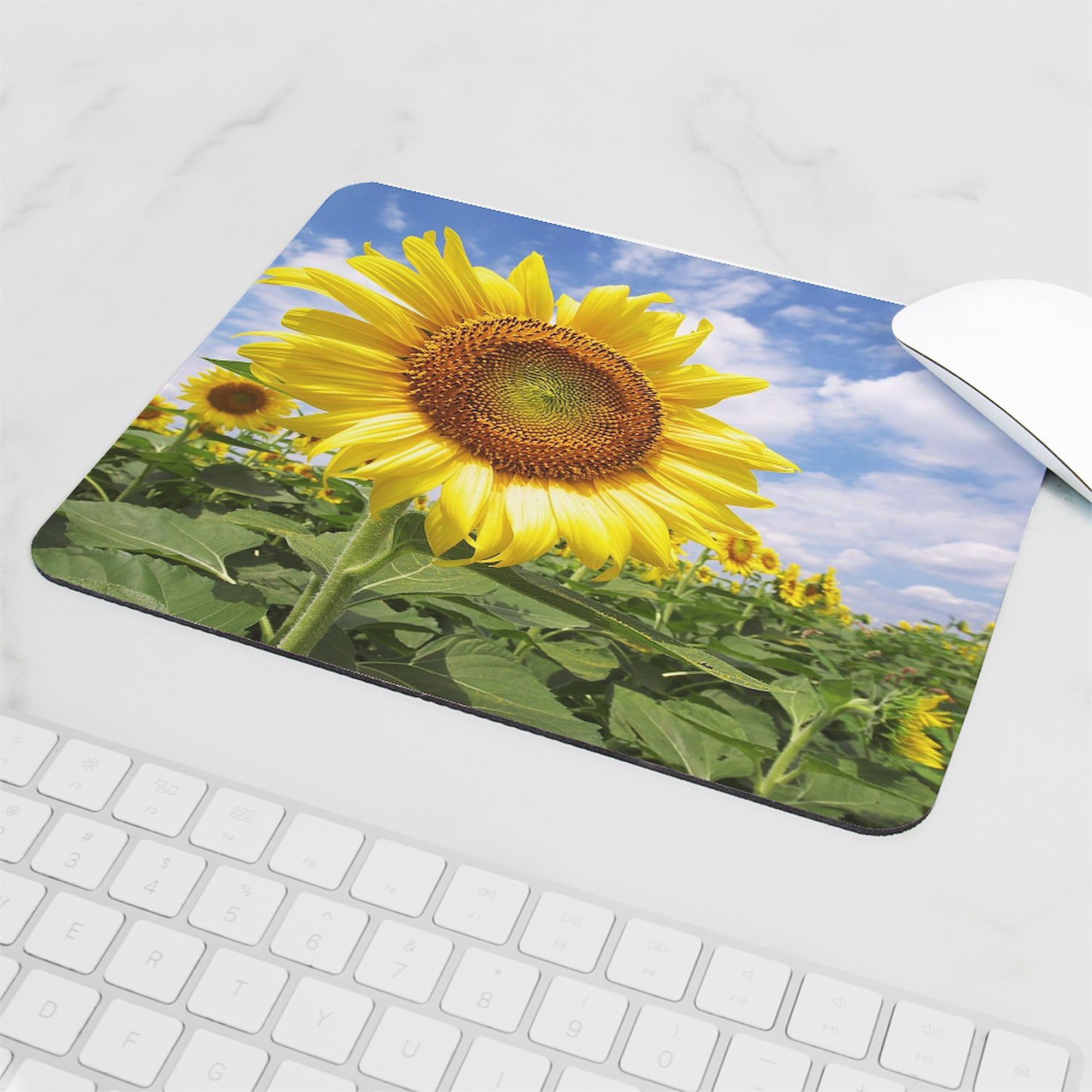 Sunflower Garden Non-Slip Rubber Mouse Pad - Cute Floral Computer Mousepad for Gaming & Office Use - Perfect for PC, Laptop & Workstation Desks