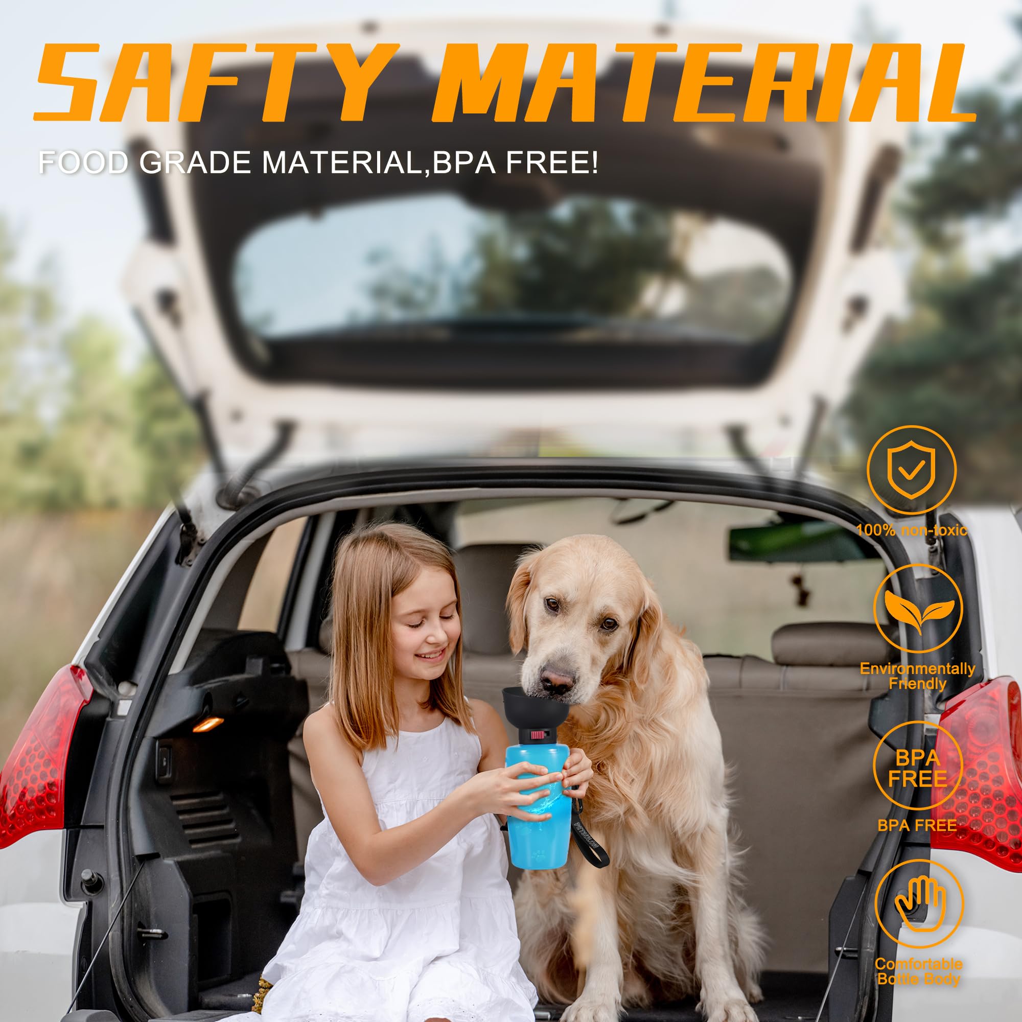 28oz Leak Proof Dog Water Bottle with Bowl - Portable Pet Water Dispenser for Travel, Hiking & Outdoor Use