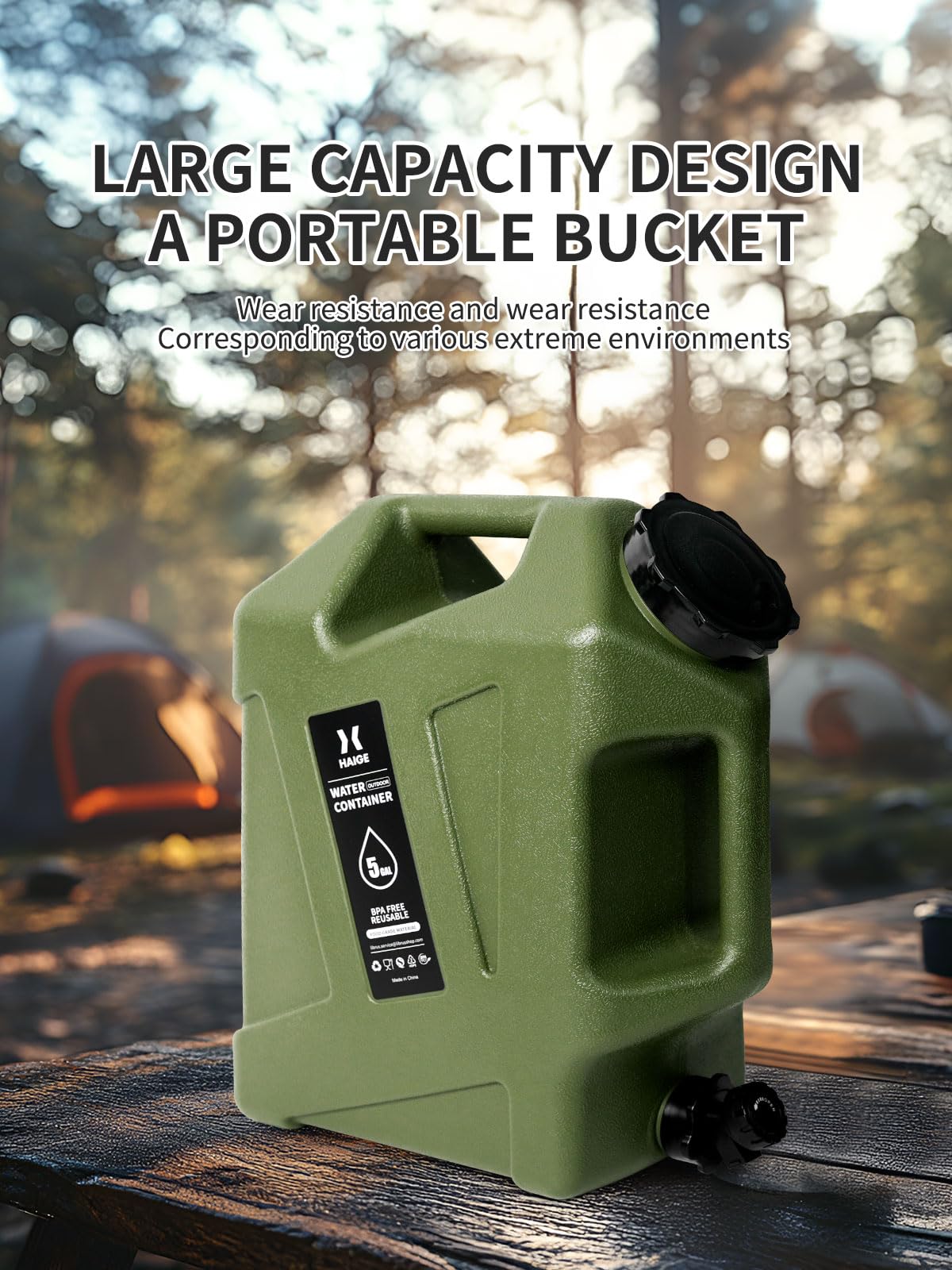 5 Gallon BPA-Free Camping Water Container with Spigot - Portable Water Jug for Outdoor Adventures, Hiking, Emergency Preparedness & Home Use - Lightweight, Durable, Leak-Proof Design - Perfect for Camping Trips, Backpacking, RV Travel & Emergency Water Storage