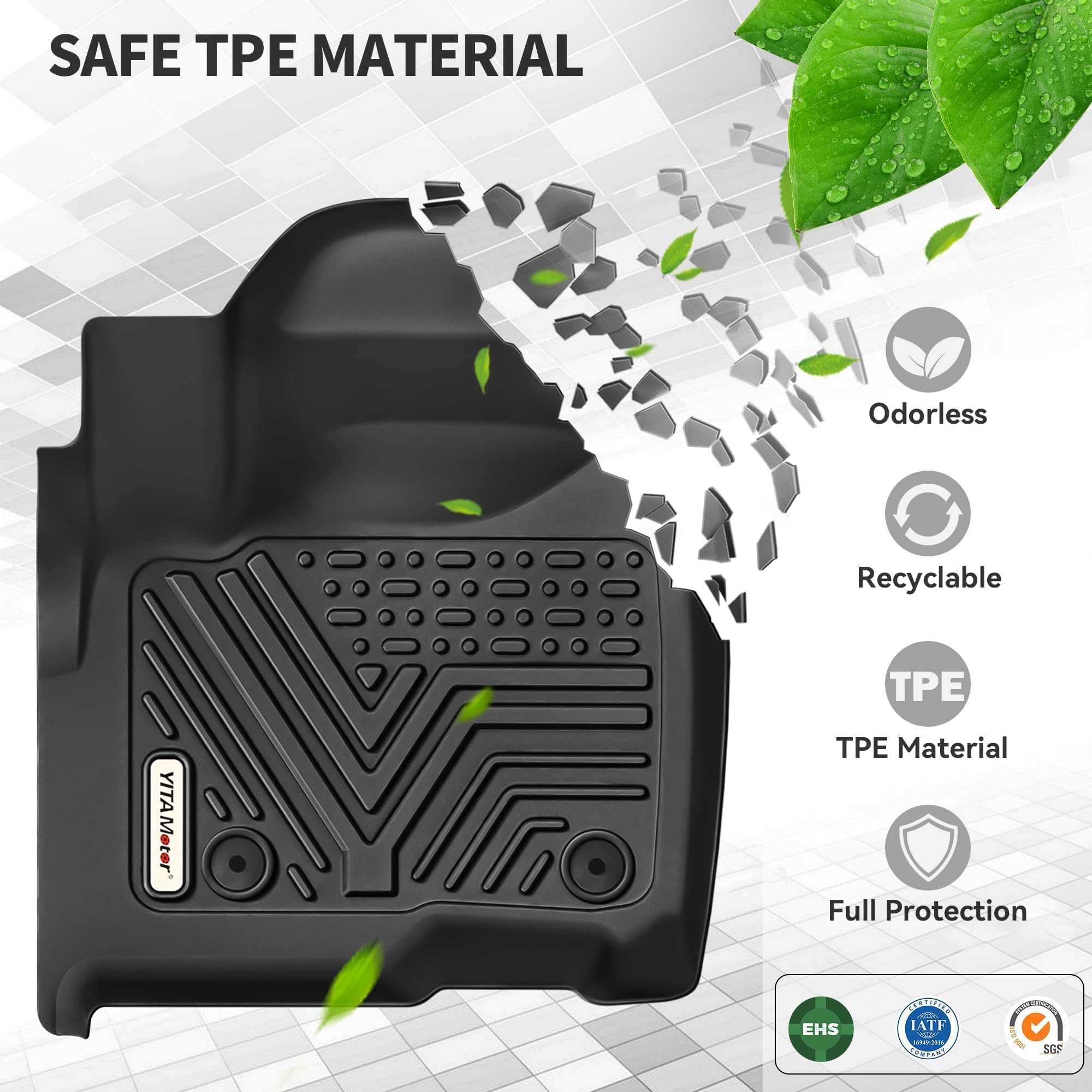 YITAMOTOR All-Weather TPE Floor Mats for Honda CR-V 2023 2024 2025 (Including Hybrid) - 1st & 2nd Row Custom Fit Car Floor Liners - Durable Black Interior Accessories for SUVs - Perfect for Winter, Rain, Mud & Everyday Protection