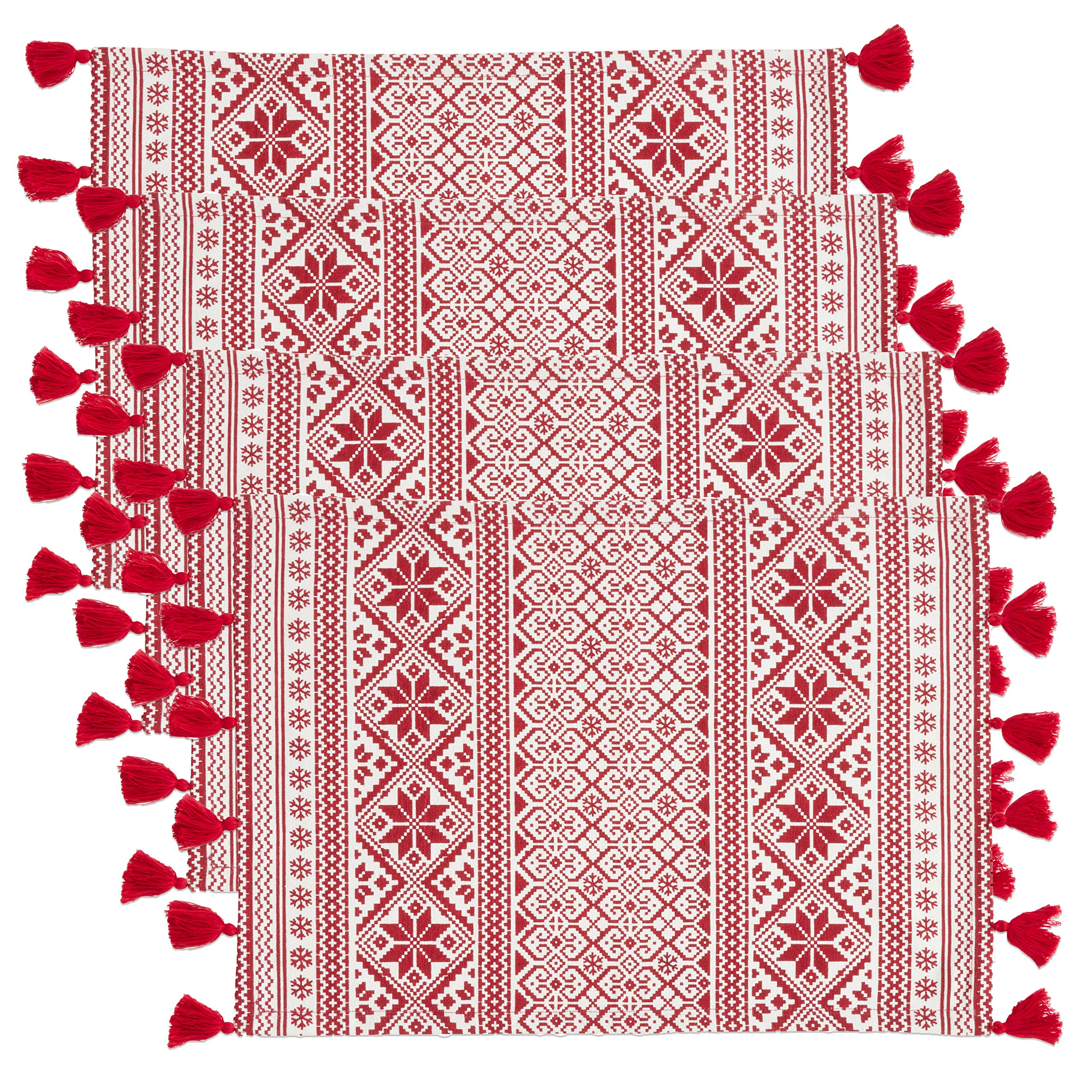 Christmas Cotton Placemats Set of 4 - Holiday Table Decor for Dining Room, Kitchen, and Christmas Party - Festive Dinner Mats for Family Gatherings & Seasonal Celebrations