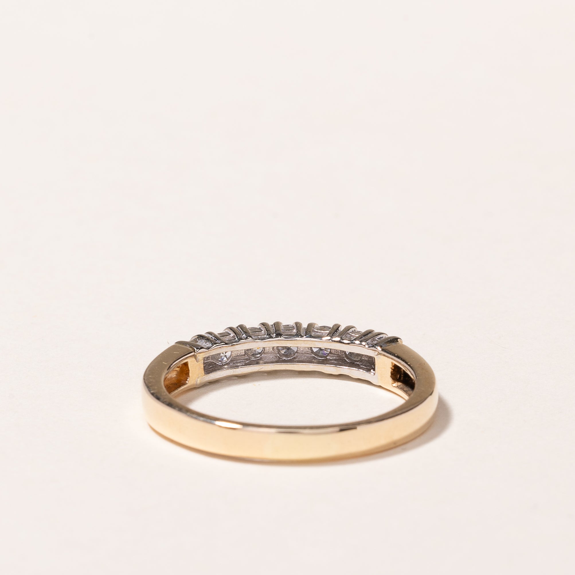 14K Yellow Gold Seven Stone Diamond Band Ring - 0.56 Carat Total Weight (CTW) - Size 8.5 - Elegant Wedding Band, Anniversary Gift, or Everyday Luxury Jewelry for Women