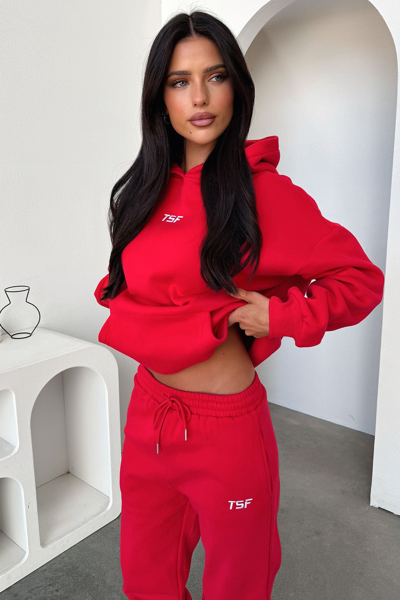 Kaztek Comfortable Sweatpants for Men & Women - Soft Fleece Joggers with Elastic Waistband, Red - Perfect for Lounge Wear, Gym, Running & Casual Outfits