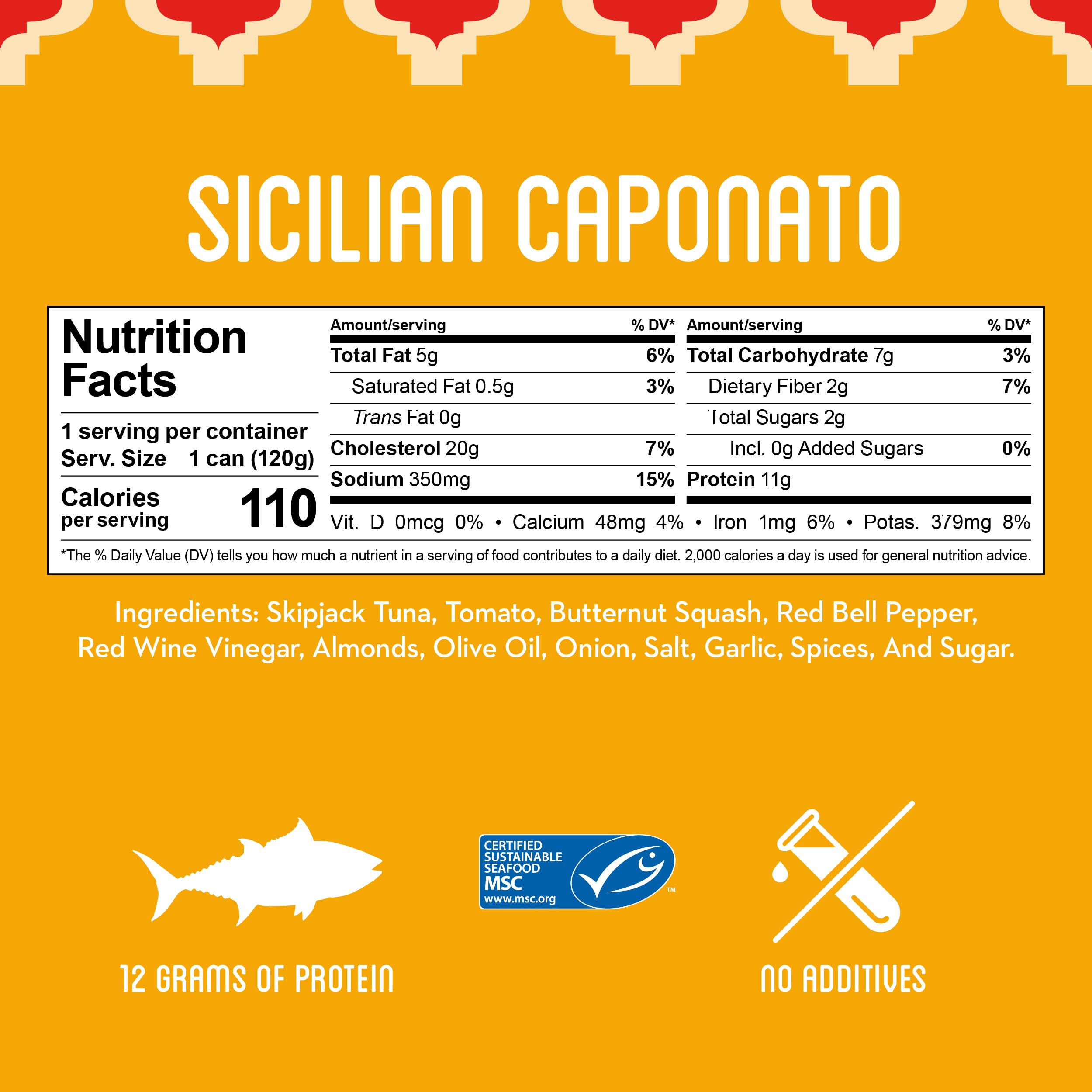Freshé Gourmet Canned Tuna (Sicilian Caponata, 10 Pack of 4.25 oz) - Sustainably Caught Skipjack Tuna, Gluten Free, High Protein - Perfect for Backpacking, Camping & Emergency Food Supplies