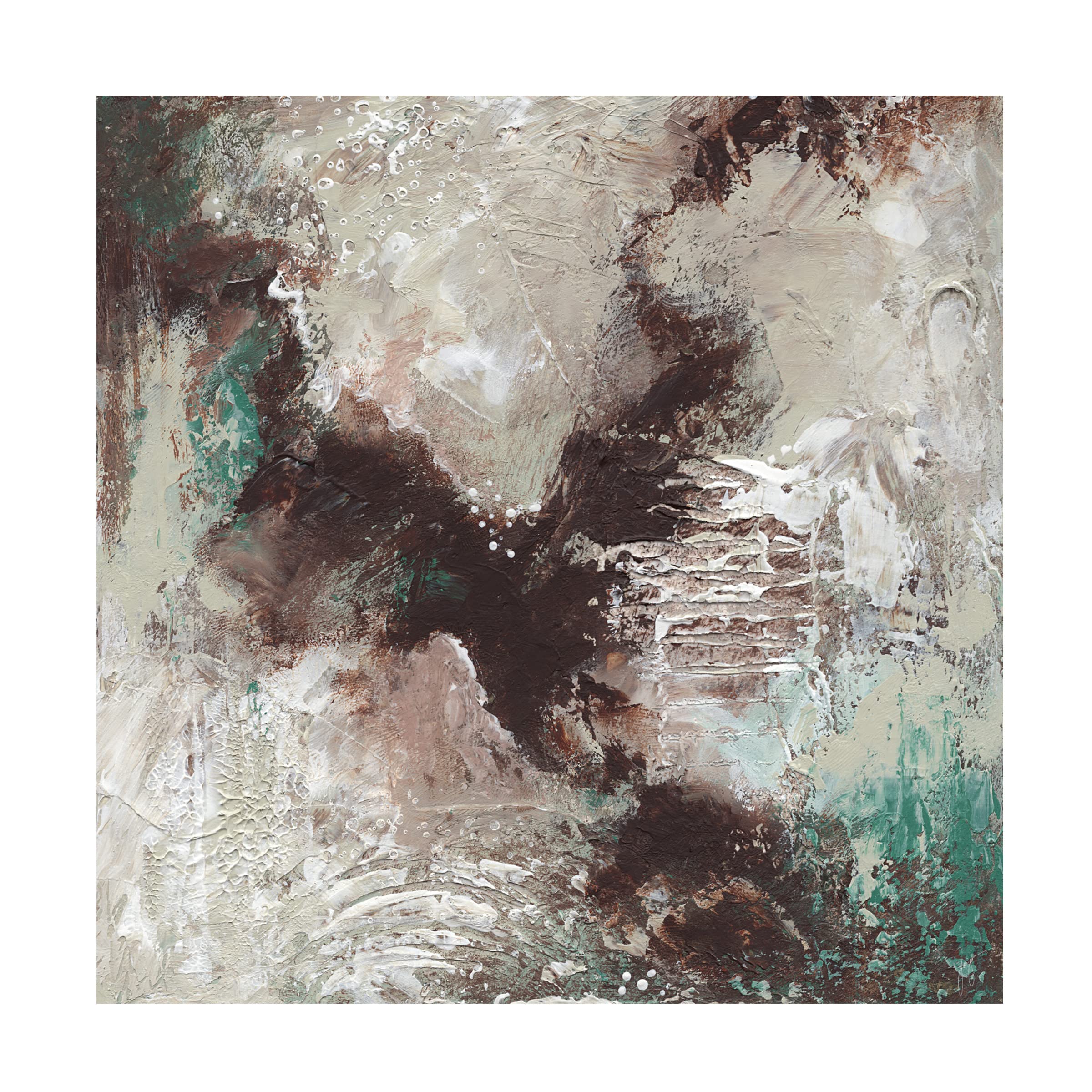 Jai Johnson 'Chocolate Mint' 35x35 Canvas Wall Art Print - Modern Abstract Painting for Living Room, Bedroom & Office Decor