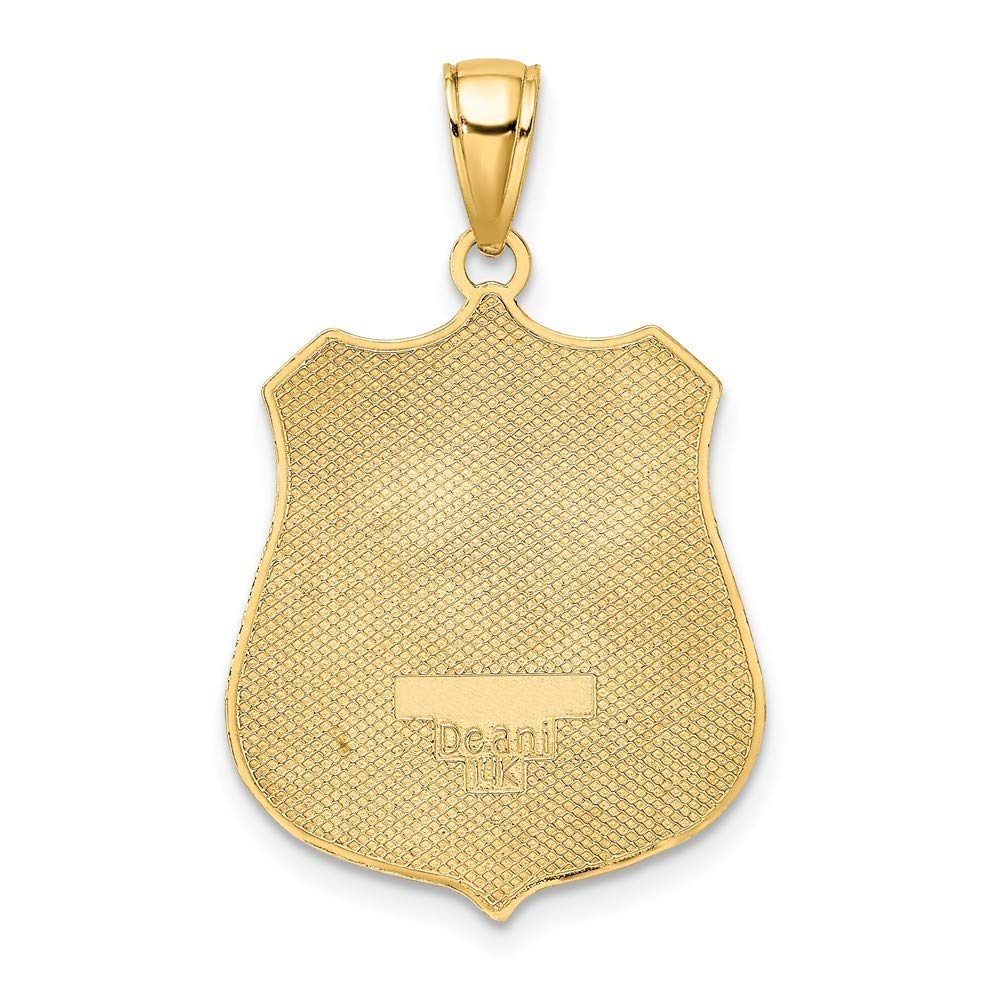 Roy Rose Jewelry 14K Yellow Gold Large Police Badge Pendant for Men & Women - Perfect for Law Enforcement Gifts, Graduation, and Everyday Wear