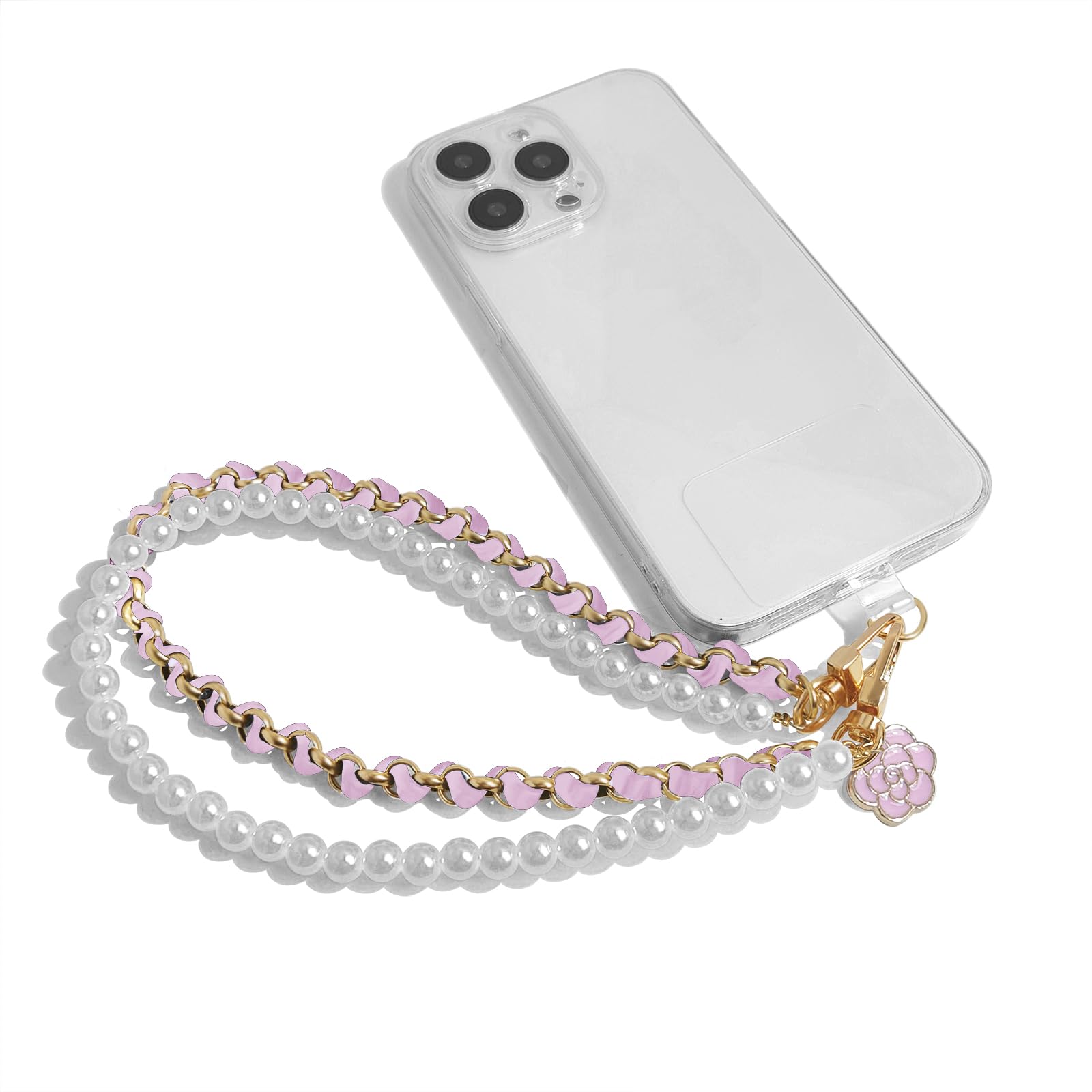 Anti-Lost Phone Wrist Strap with Pearl Beads - Double Chain Phone Lanyard for Smartphones, Keychains, Wallets & Cameras - Perfect for Work, Travel and Outdoor Activities