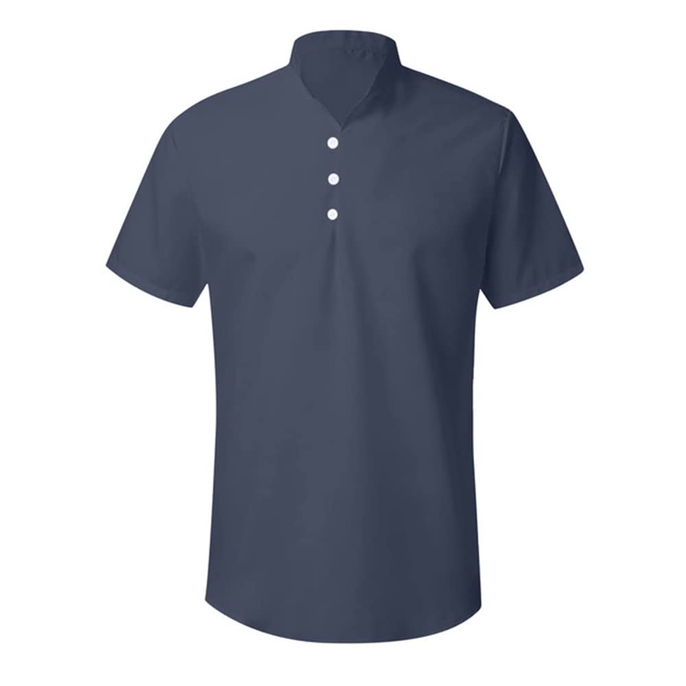 Men's Slim Fit Short Sleeve Button Down Casual T-Shirt - Breathable Summer Tee for Spring & Summer Wear - Perfect for Outdoor Activities, Casual Outings and Everyday Comfort