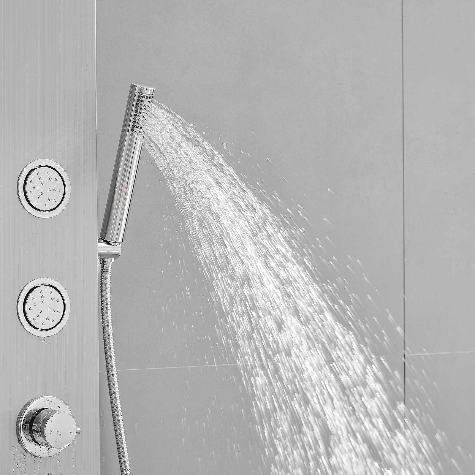 Premium Stainless Steel Shower Panel Tower System with 4 Adjustable Body Jets & 8