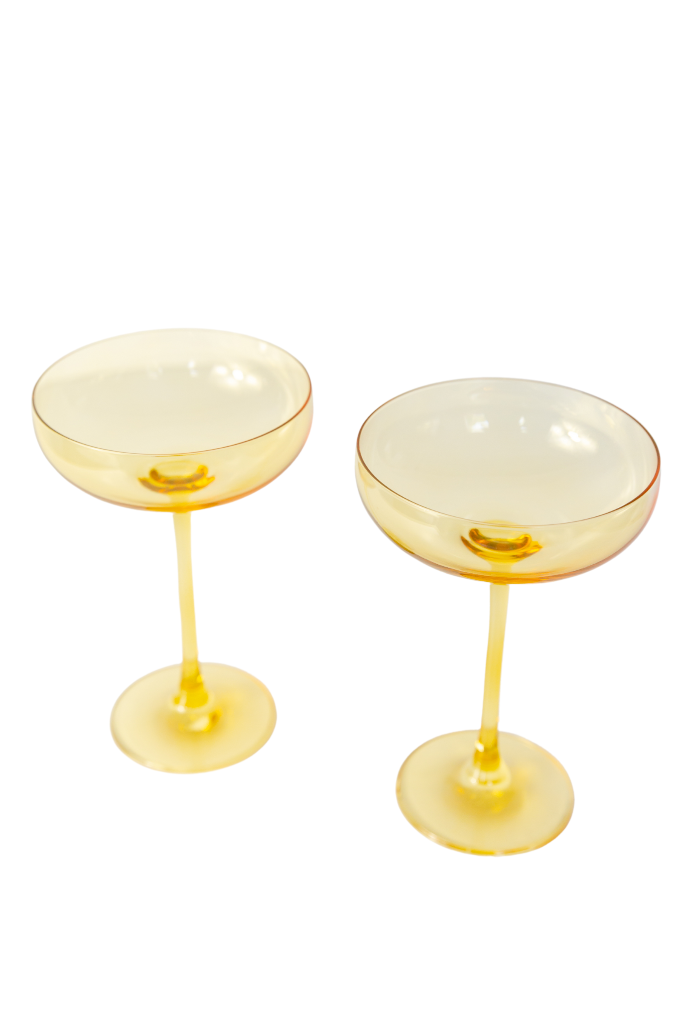 Estelle Colored Champagne Coupe Glasses Set of 2 - Elegant Yellow Stemware for Mimosas, Cocktails & Wedding Toasts - Perfect for Bridal Showers, Anniversaries & Romantic Dinners