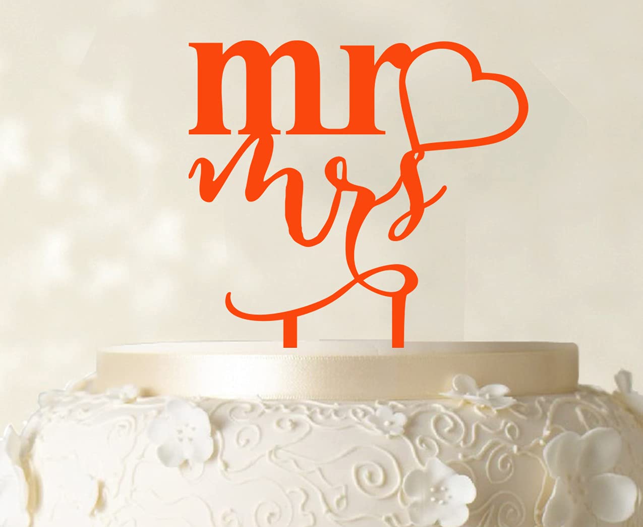 Personalized Mr and Mrs Wedding Cake Topper - Custom Orange Cake Decoration (4