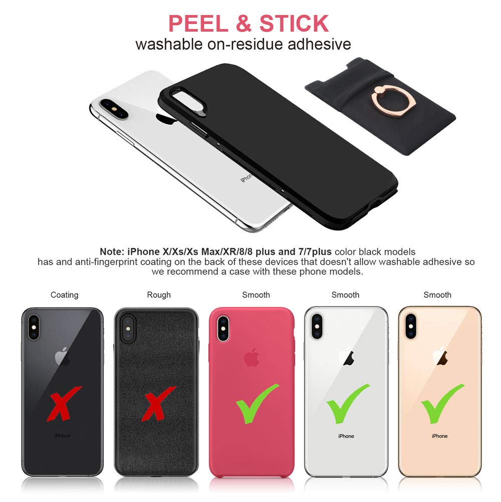 4-in-1 Magnetic Phone Wallet with Card Holder, Finger Strap & Kickstand - Stretchable Spandex Sleeve for iPhone 11/12/13/14, Samsung Galaxy - Perfect for Gym, Travel & Everyday Use