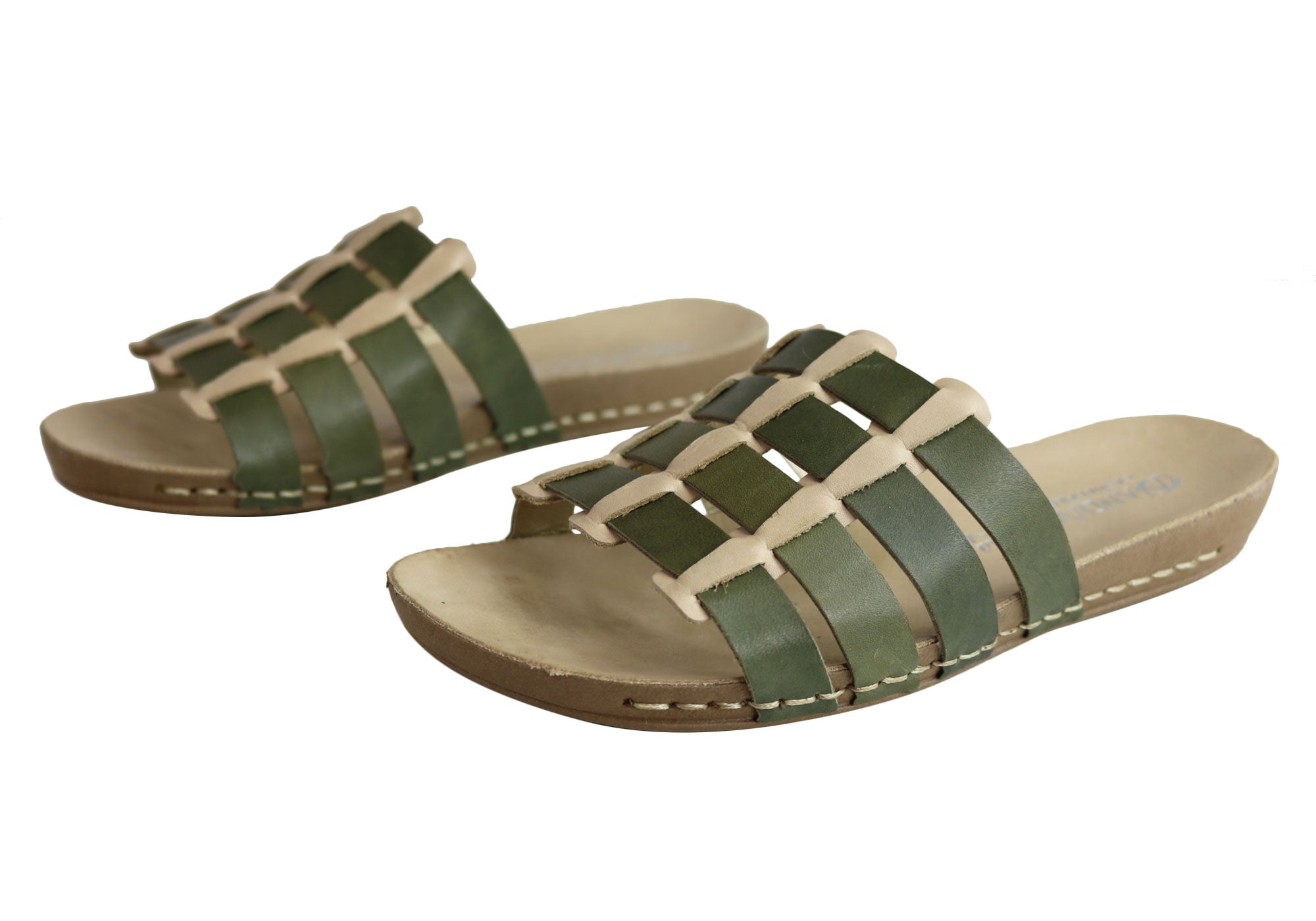 Andacco Sorrento Women's Comfort Leather Slide Sandals - Handmade in Brazil - Perfect for Beach, Vacation & Summer Outfits