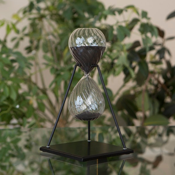 45-Minute Twisted Modern Glass Timer with Stand - Black or White - Perfect for Kitchen, Office, and Study Time Management