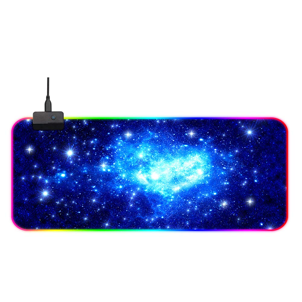 KOqwez33 Stylish Non-Slip RGB LED Gaming Mouse Pad with Starry Sky Illumination - Perfect for PC, Computer & Office Use - Enhances Gaming Setup & Workspace Aesthetics