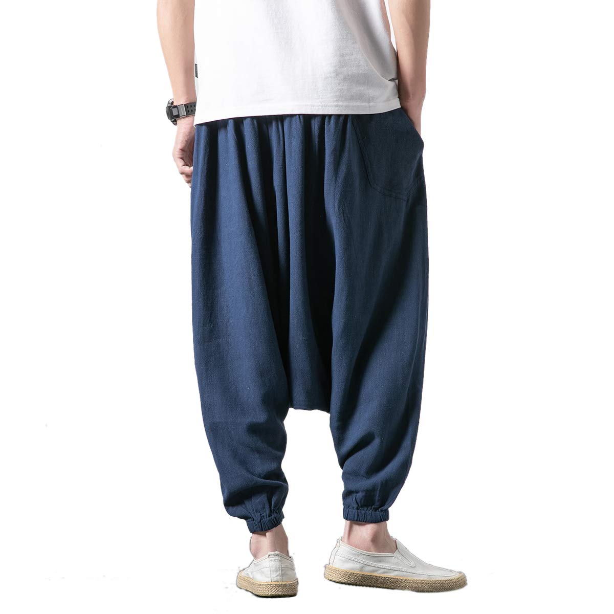 Seidarise Men's Harem Pants - Drop Crotch Lounge Pants, Plus Size Genie Pants & Balloon Yoga Joggers for Men | Comfortable Loungewear for Yoga, Meditation and Casual Wear