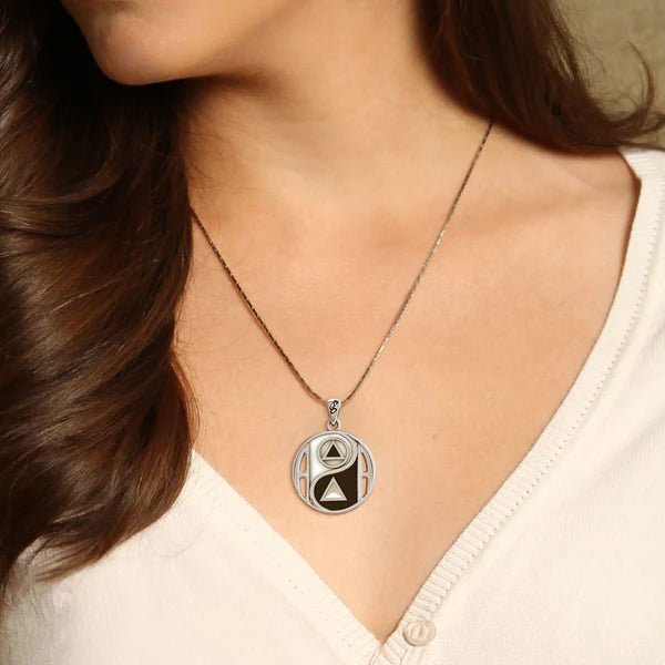 AA NA Recovery Pendant - Sterling Silver Yin Yang Necklace for Addiction Sobriety & Spiritual Balance | Perfect for 12-Step Meetings & Daily Wear
