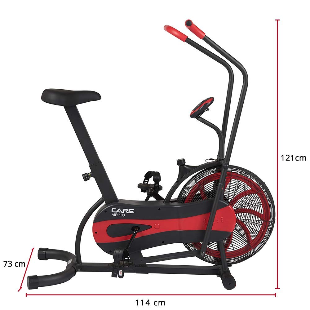 CARE FITNESS CA-700 Air Bike - Indoor Cycling Bike with Air Resistance - 6 Training Programs - 2-in-1 Elliptical Bike - 6 Workout Tracking Functions - LCD Display - Perfect for Home Gym & Cardio Workouts