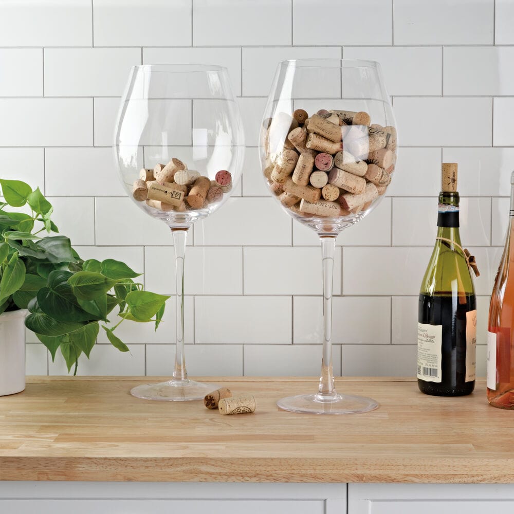 Premium Set of 2 Oversized Wine Glasses - 17.75 Inch Large Stemware for Red & White Wine - Perfect for Dinner Parties, Romantic Dates & Home Entertaining