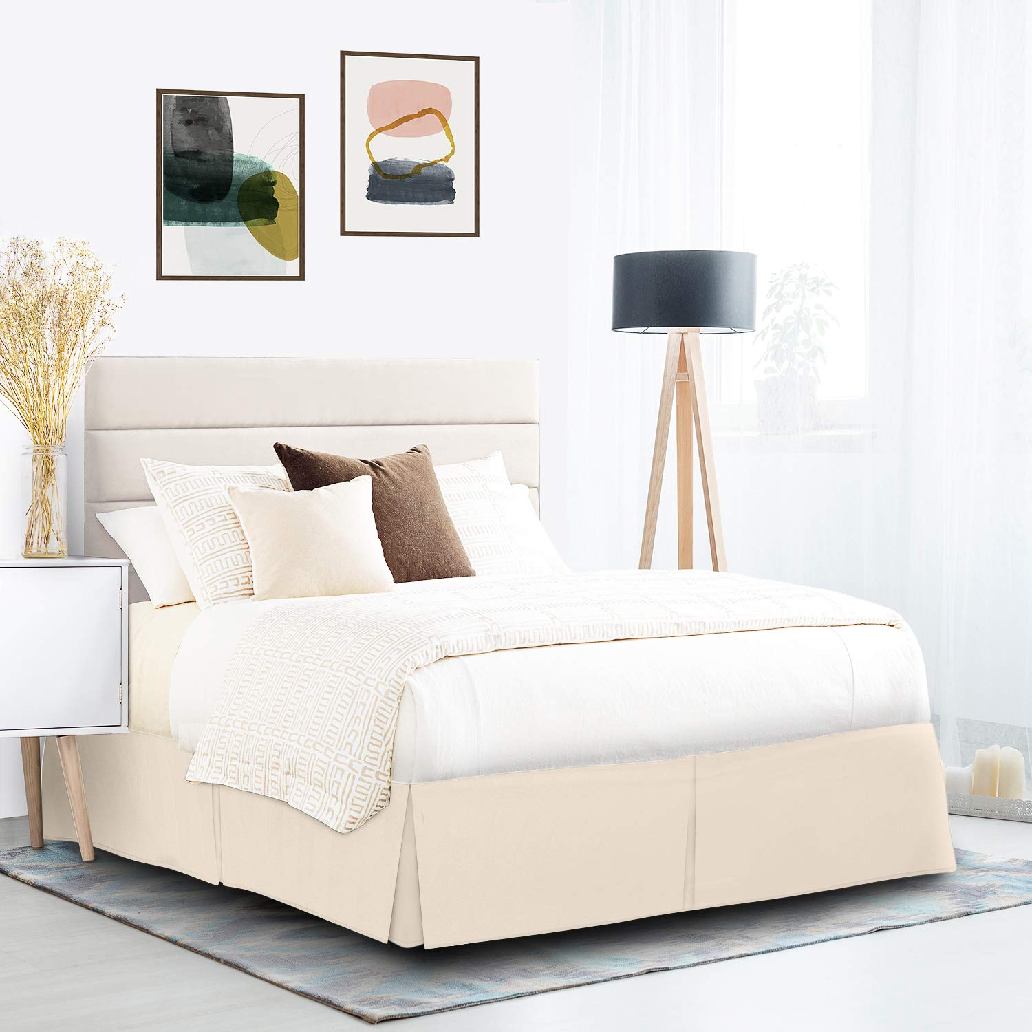 Luxury Box Pleated Cream Bed Skirt - 14