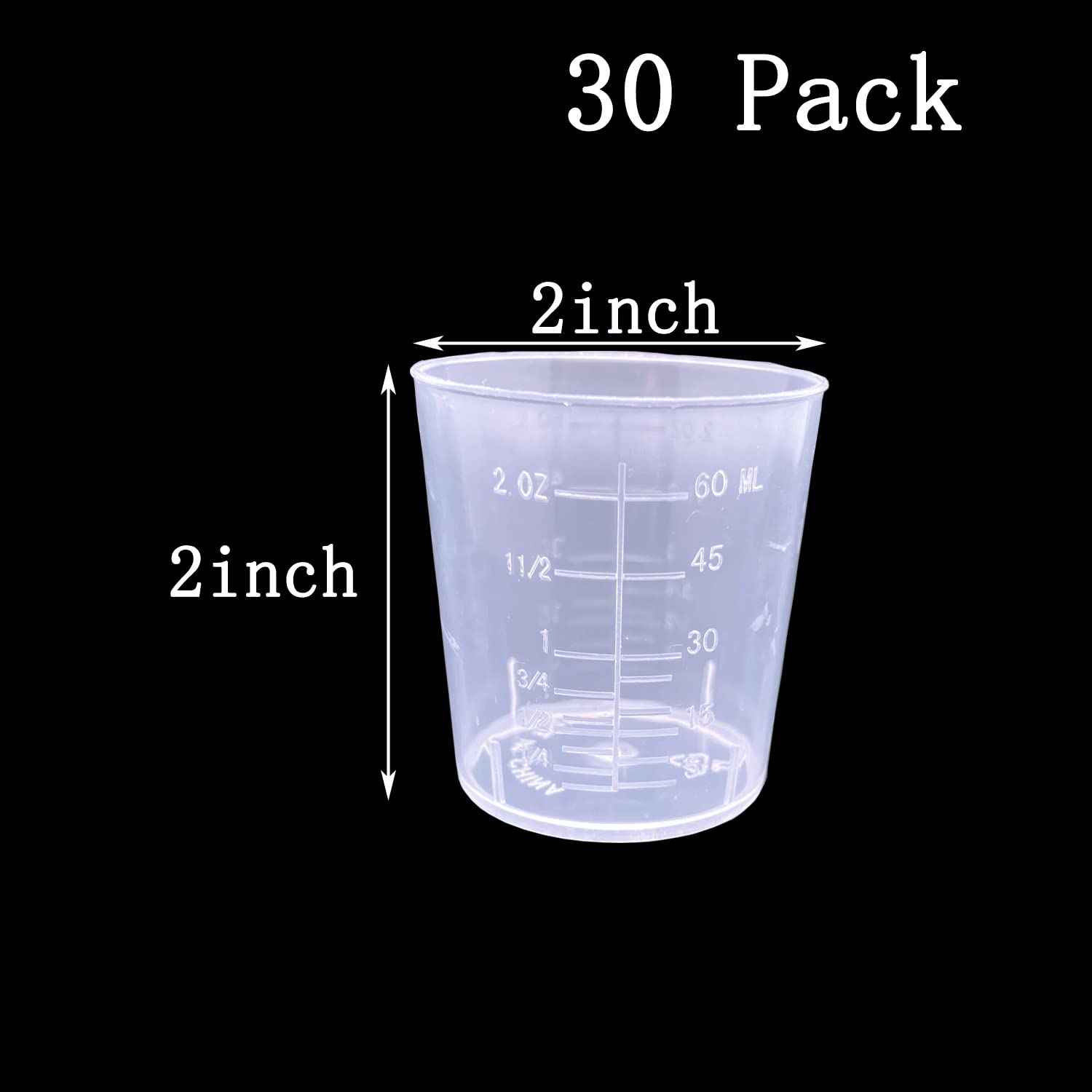 30 Pcs Plastic Graduated Measuring Cups 60ml/2oz with Measurement Marks - Clear Epoxy Resin Mixing Cups with 50 Wooden Stir Sticks for DIY Crafts, Paint, Stain, Glue - Perfect for Art Projects, Home Decor & Science Experiments