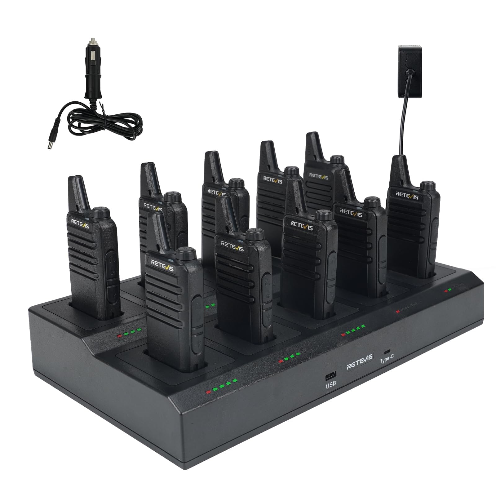 Retevis RT22 Long Range Walkie Talkies for Adults (10 Pack) - 10 Way Gang Charger, Charging Progress Bar, Removable Card Slot | Compact Two Way Radios for Warehouse, Factory, Construction Site & Outdoor Adventures