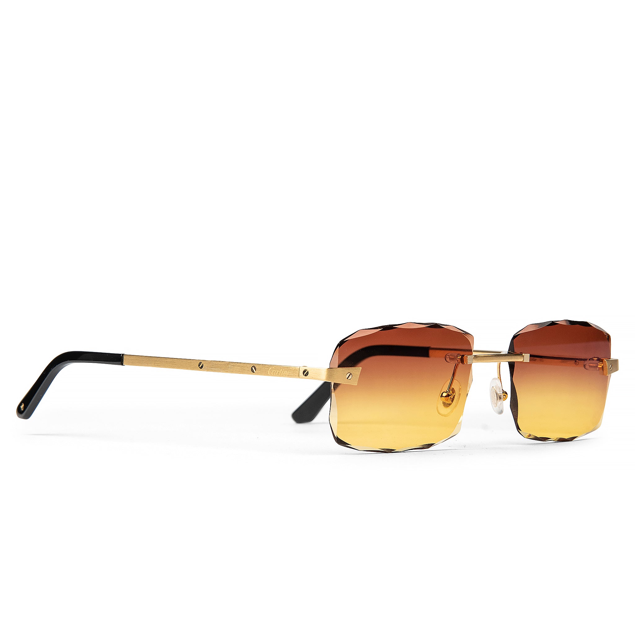 Cartier CT0167O 004 Santos De Cartier Rimless Sunglasses - Luxury Designer Eyewear for Men & Women | UV Protection, Lightweight Comfort | Perfect for Driving, Travel & Fashion Statement