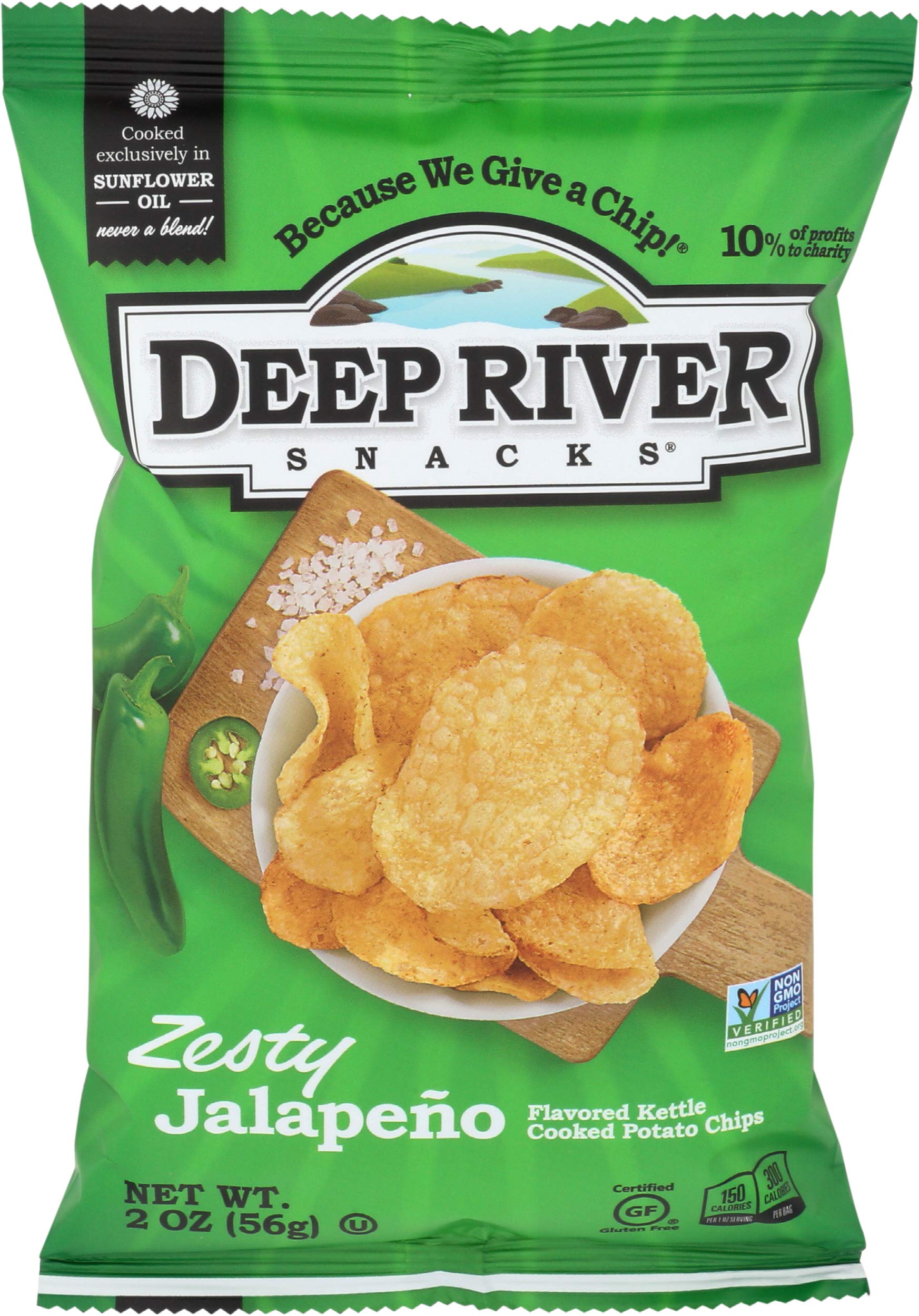 Deep River Snacks Kettle Cooked Zesty Jalapeno Chips - 2oz Bag | Spicy Crunchy Snack for Parties, Picnics & Game Nights