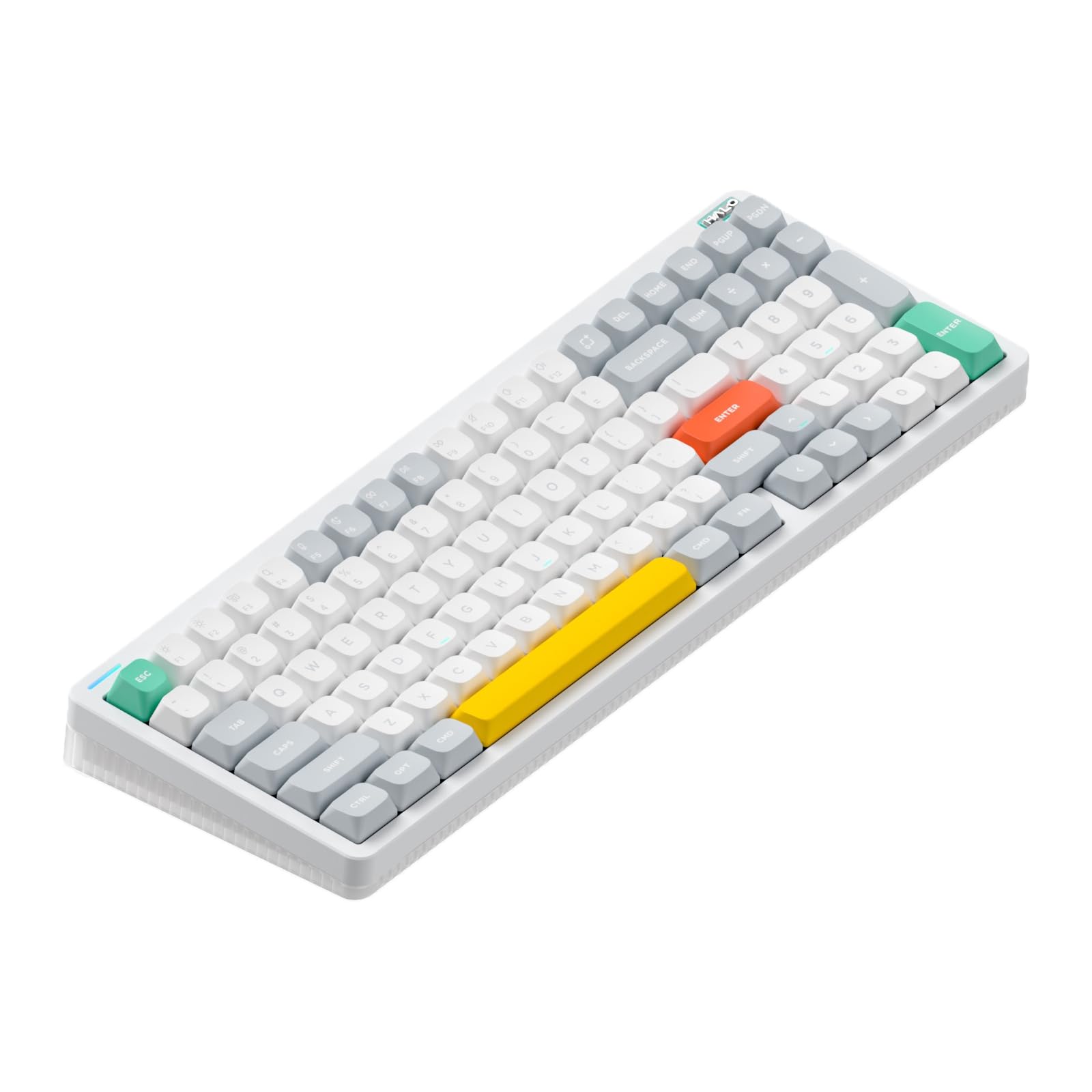 Nuphy Halo96 V2 Wireless Mechanical Keyboard - Gasket Mount, 96% Hot-Swappable RGB Gaming Keyboard with QMK/VIA Support, Bluetooth/USB-C/2.4GHz Connectivity (White, 46gf Raspberry Switches) | Perfect for Office Work, Gaming & Programming