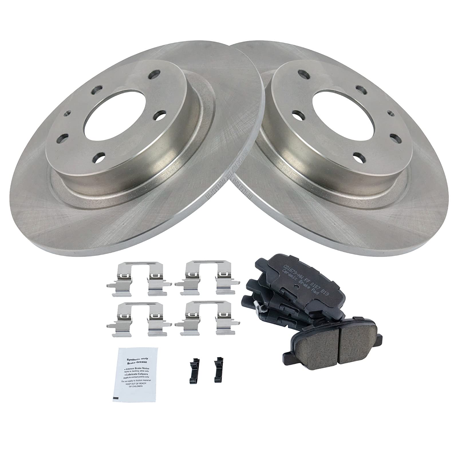 TRQ Rear Brake Pad and Rotor Kit - Ceramic Brake Pads & Rotors Compatible with 2014-2015 Mazda 6 | High-Performance Braking for City Driving & Highway Safety