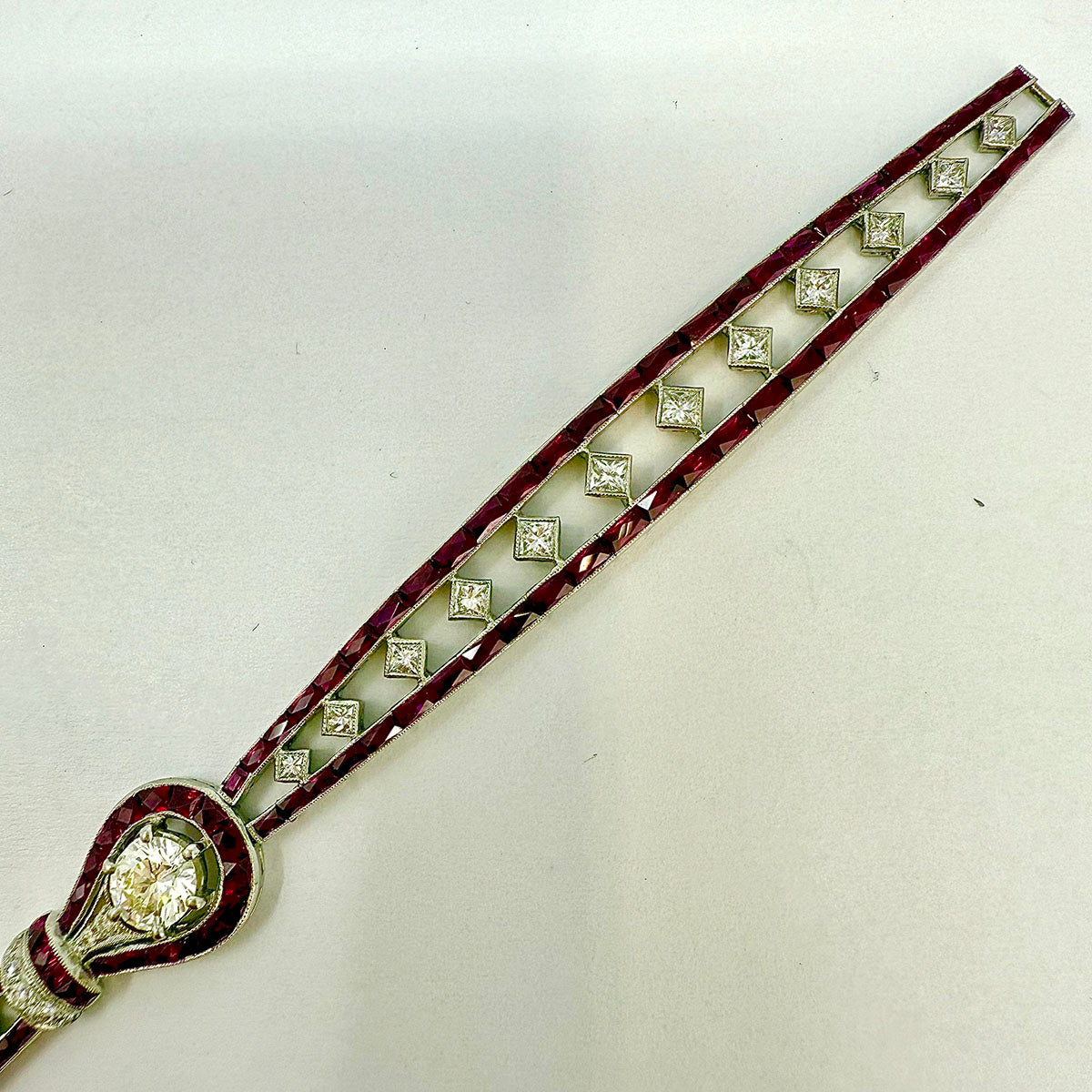 Platinum Ruby & Diamond Bracelet for Women - Elegant 18K Gold Jewelry Gift for Anniversary, Wedding & Special Occasions
