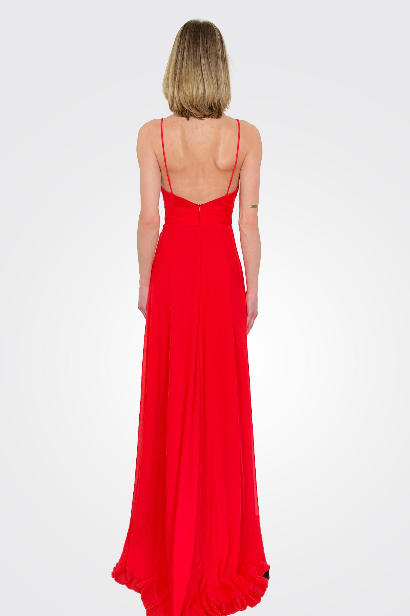 Elegant Double Slit Red Gown for Women - Perfect for Evening Parties, Proms & Special Occasions