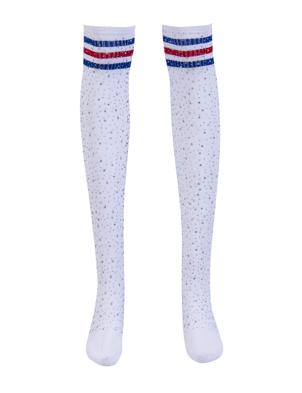 Women's Knee High Socks - Striped Diamond Glitter Boot Socks for Girls & Women | Fashionable Over The Knee Stockings for Winter, Cosplay, and Outfit Accessories