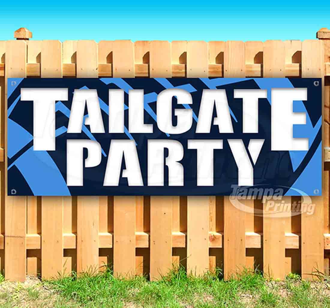 13 oz Heavy-Duty Vinyl Tailgate Party Banner with Metal Grommets - Single-Sided Non-Fabric Football Game Decor for Outdoor Sports Events & Backyard BBQs