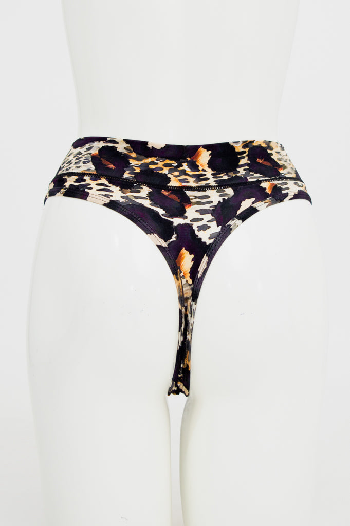 Premium Lion Print Bamboo Thong Underwear - Soft & Breathable for Women's Daily Wear, Yoga, and Lounge